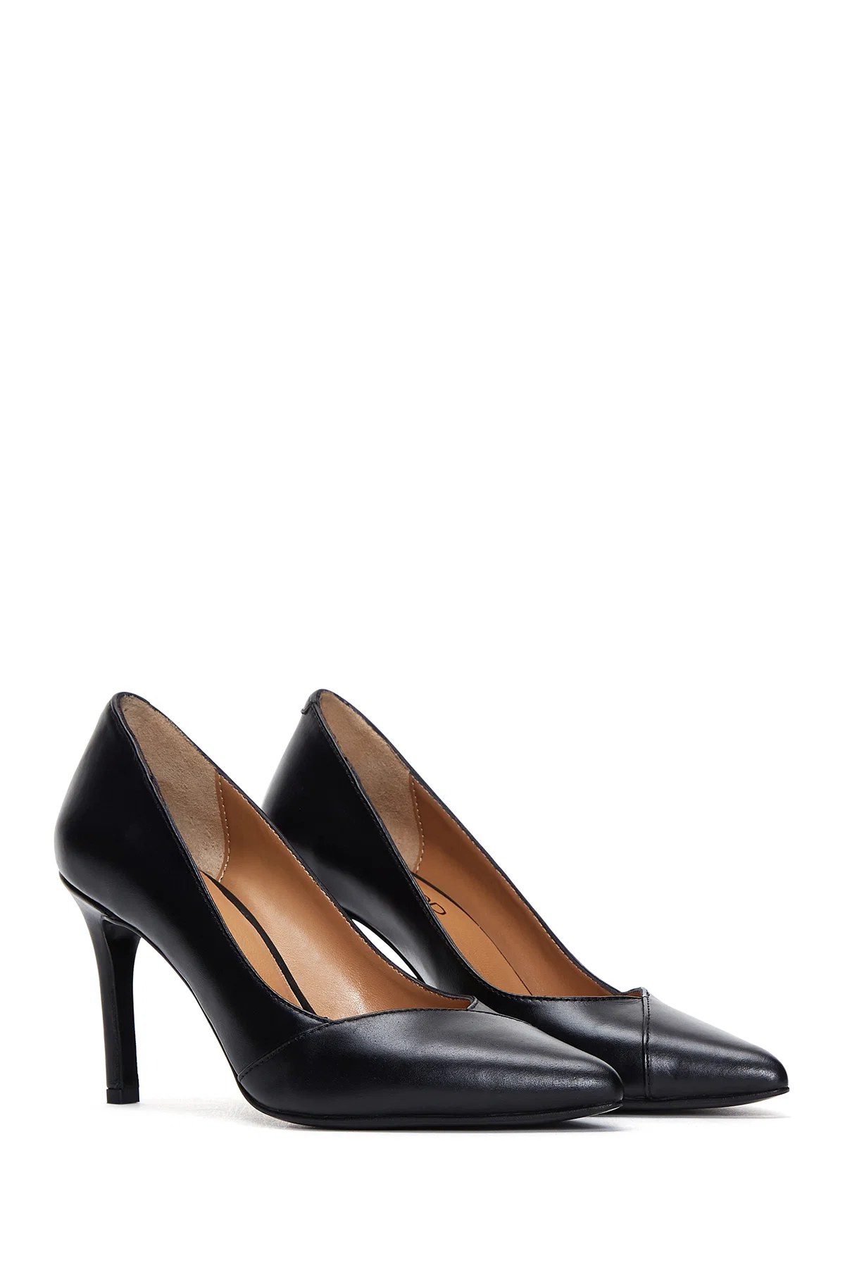 Kadın Siyah İnce Topuklu Deri Stiletto - Image 3