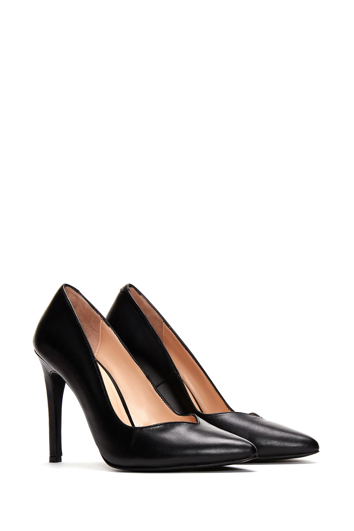 Kadın Siyah İnce Topuklu Deri Stiletto - Image 3