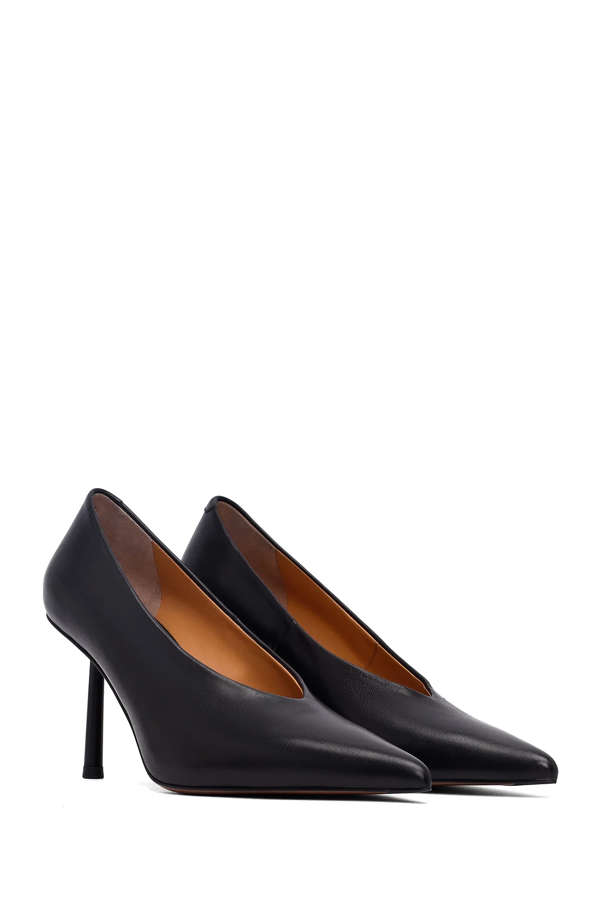 Kadın Siyah İnce Topuklu Deri Stiletto - Image 3