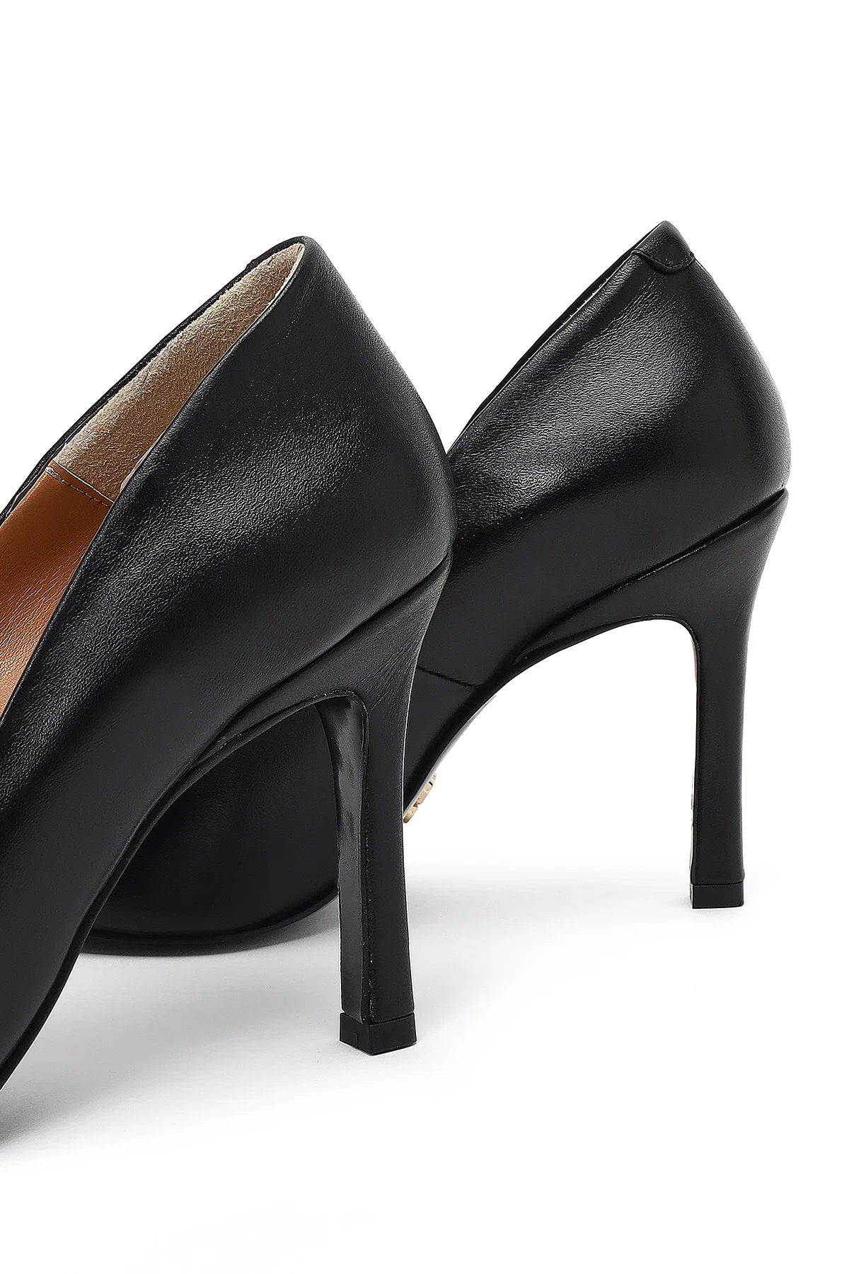 Kadın Siyah İnce Topuklu Deri Stiletto - Image 12