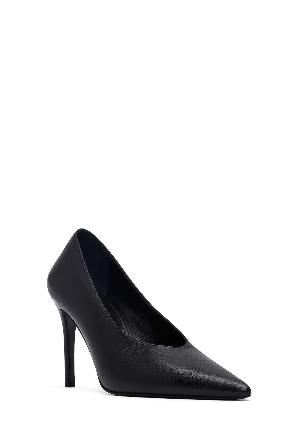 Kadın Siyah İnce Topuklu Deri Stiletto - Image 7