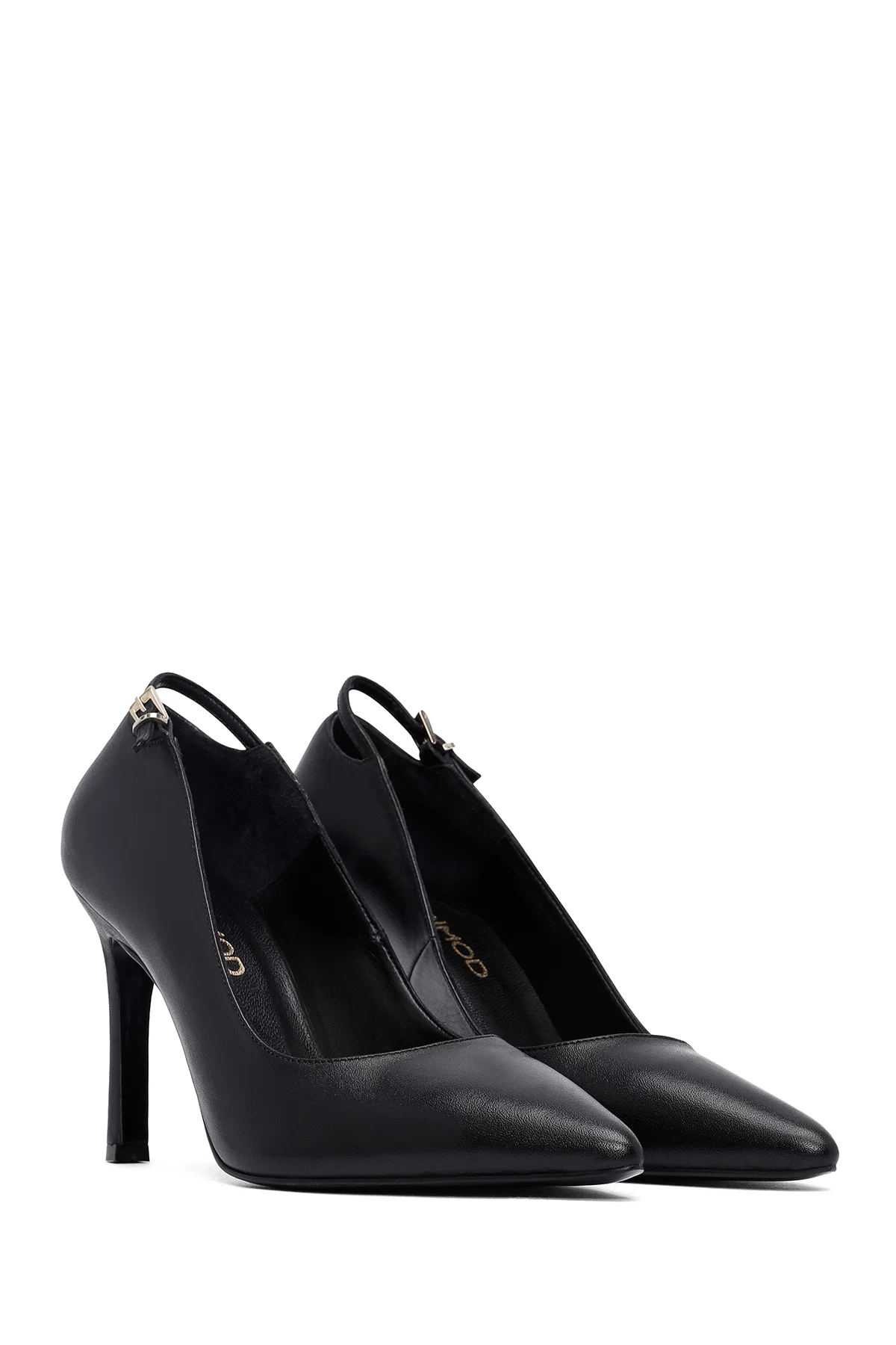 Kadın Siyah İnce Topuklu Deri Stiletto - Image 3