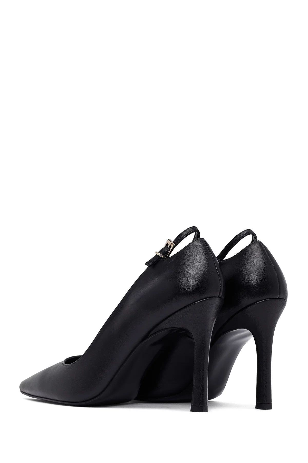 Kadın Siyah İnce Topuklu Deri Stiletto - Image 6