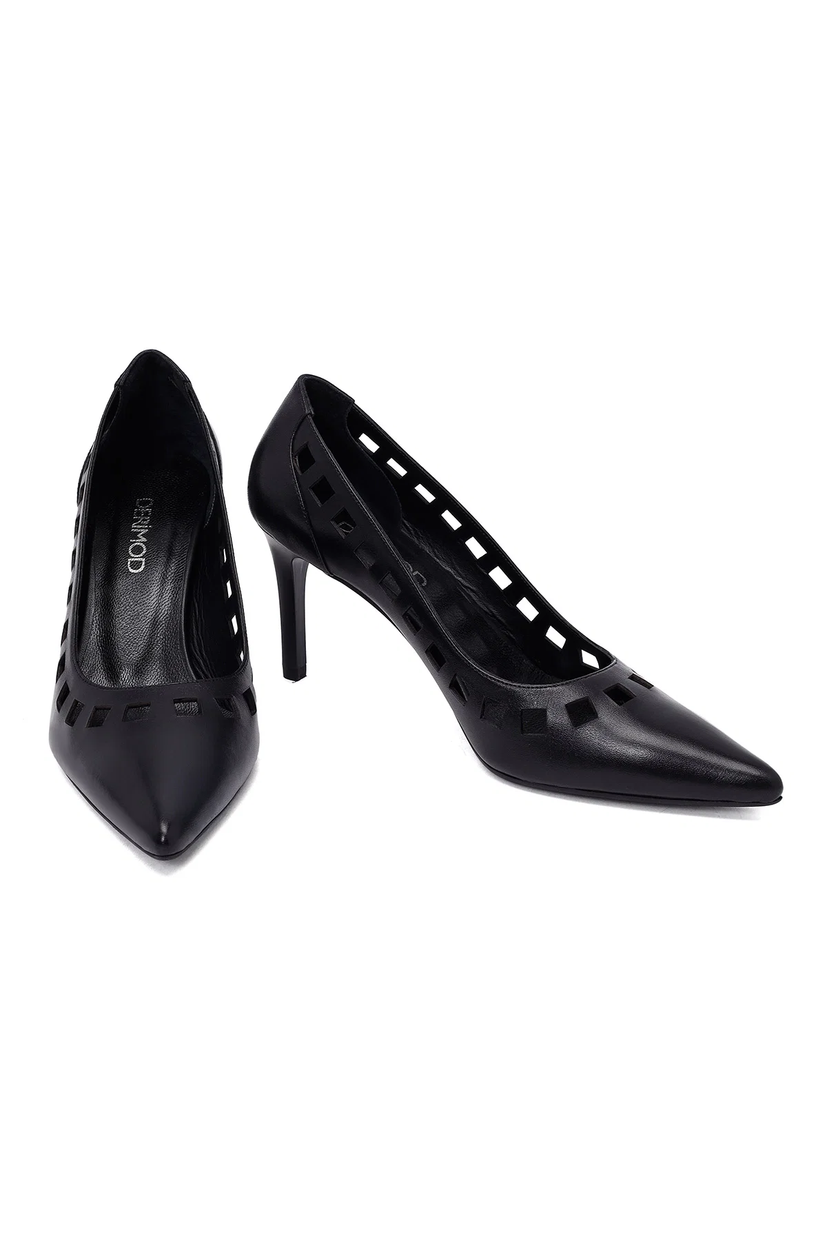 Kadın Siyah İnce Topuklu Deri Stiletto - Image 11