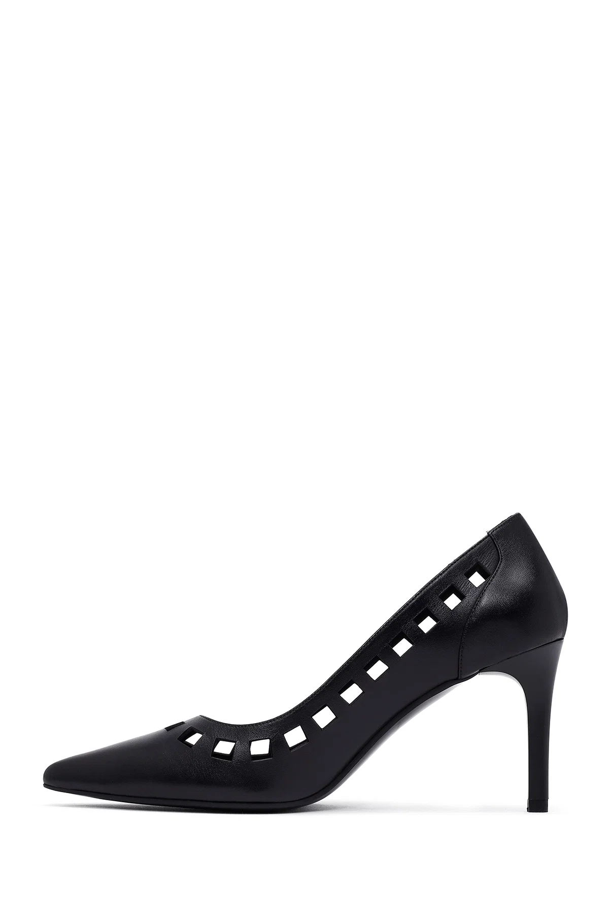 Kadın Siyah İnce Topuklu Deri Stiletto - Image 4