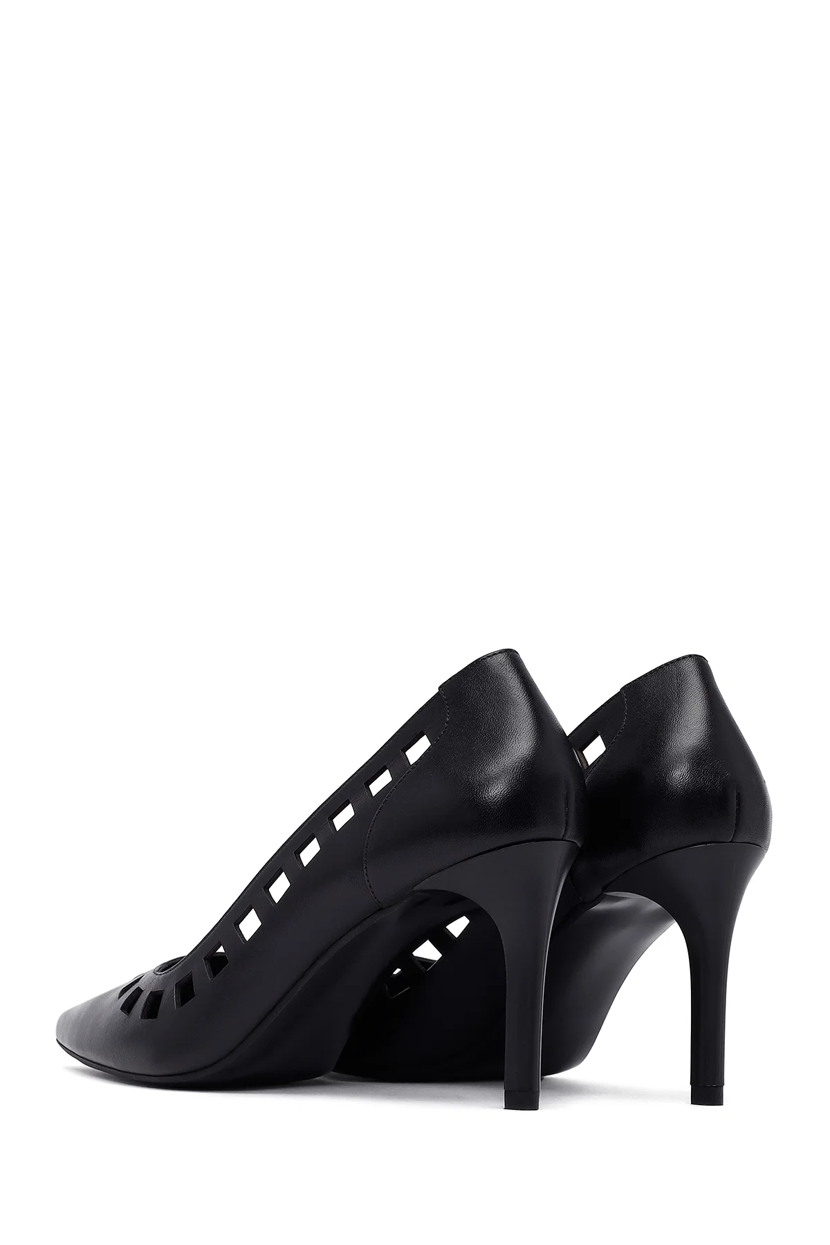 Kadın Siyah İnce Topuklu Deri Stiletto - Image 6