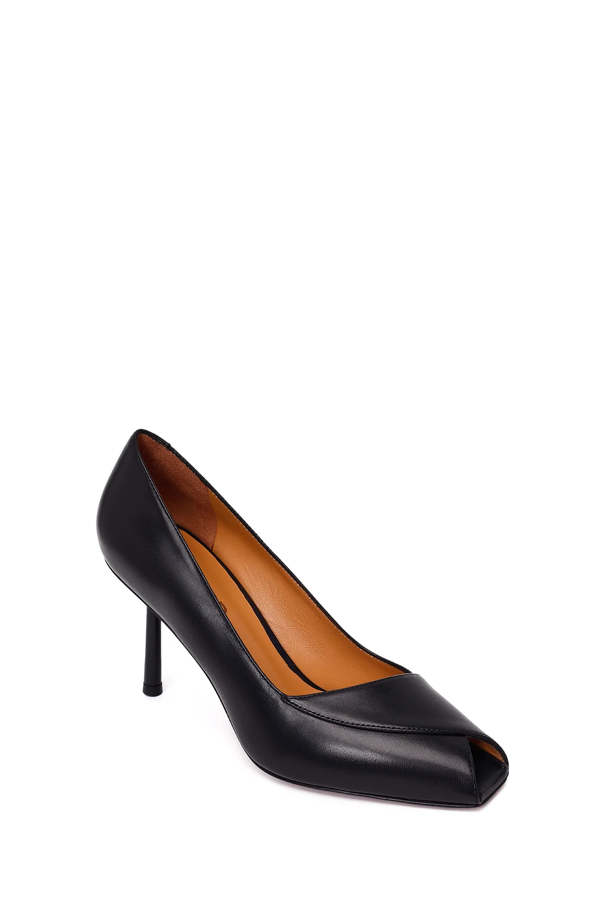 Kadın Siyah İnce Topuklu Deri Stiletto - Image 8
