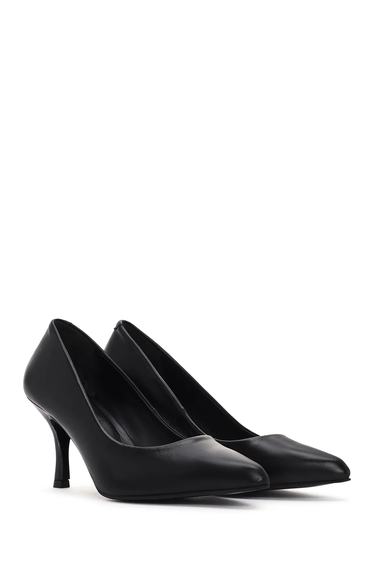 Kadın Siyah İnce Topuklu Deri Stiletto - Image 2