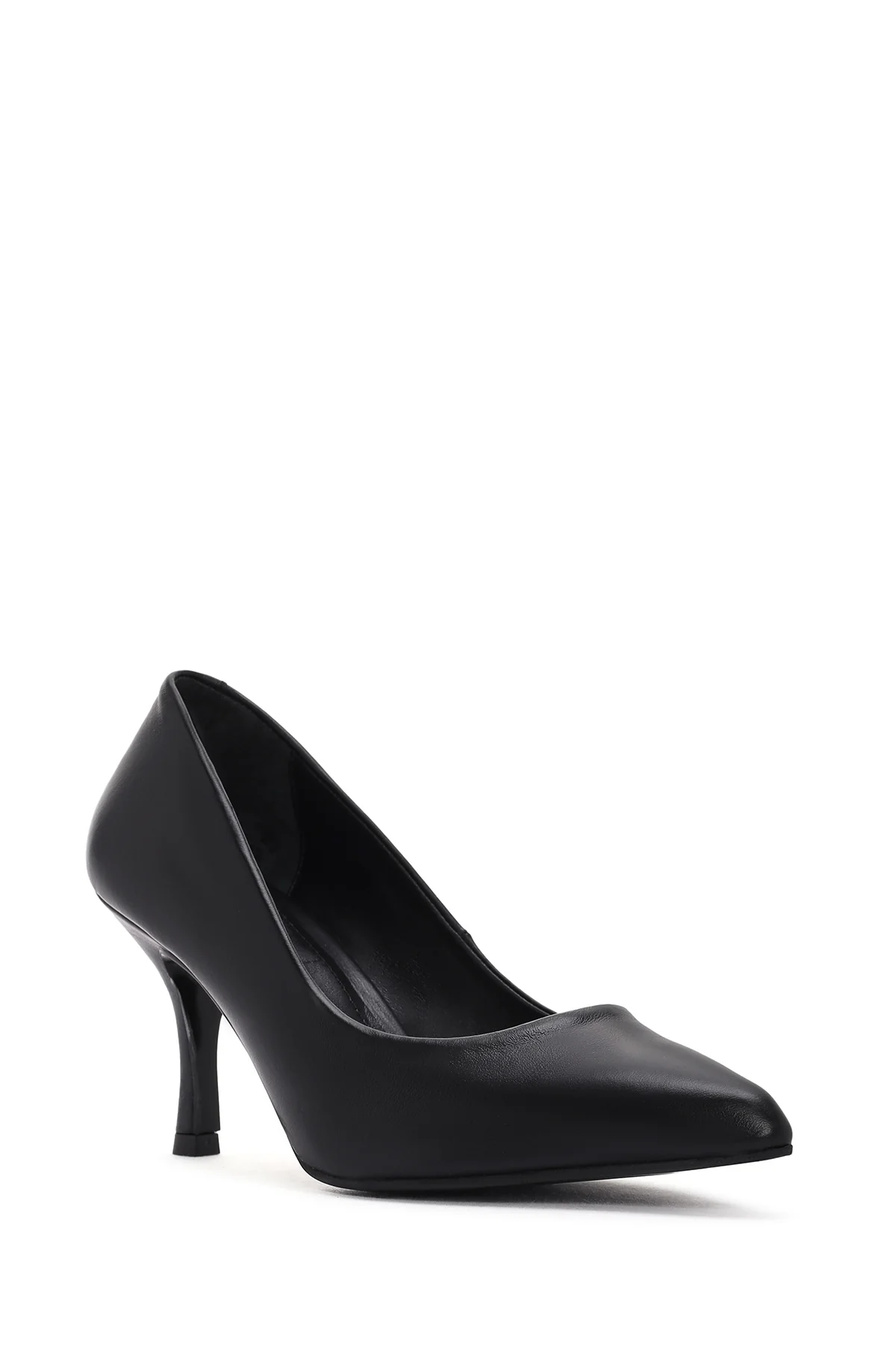 Kadın Siyah İnce Topuklu Deri Stiletto - Image 8