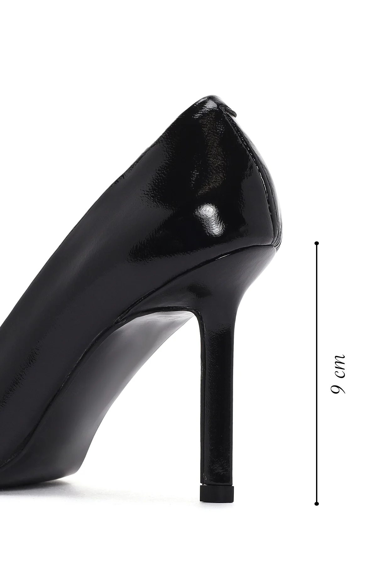 Kadın Siyah İnce Topuklu Rugan Deri Stiletto - Image 2