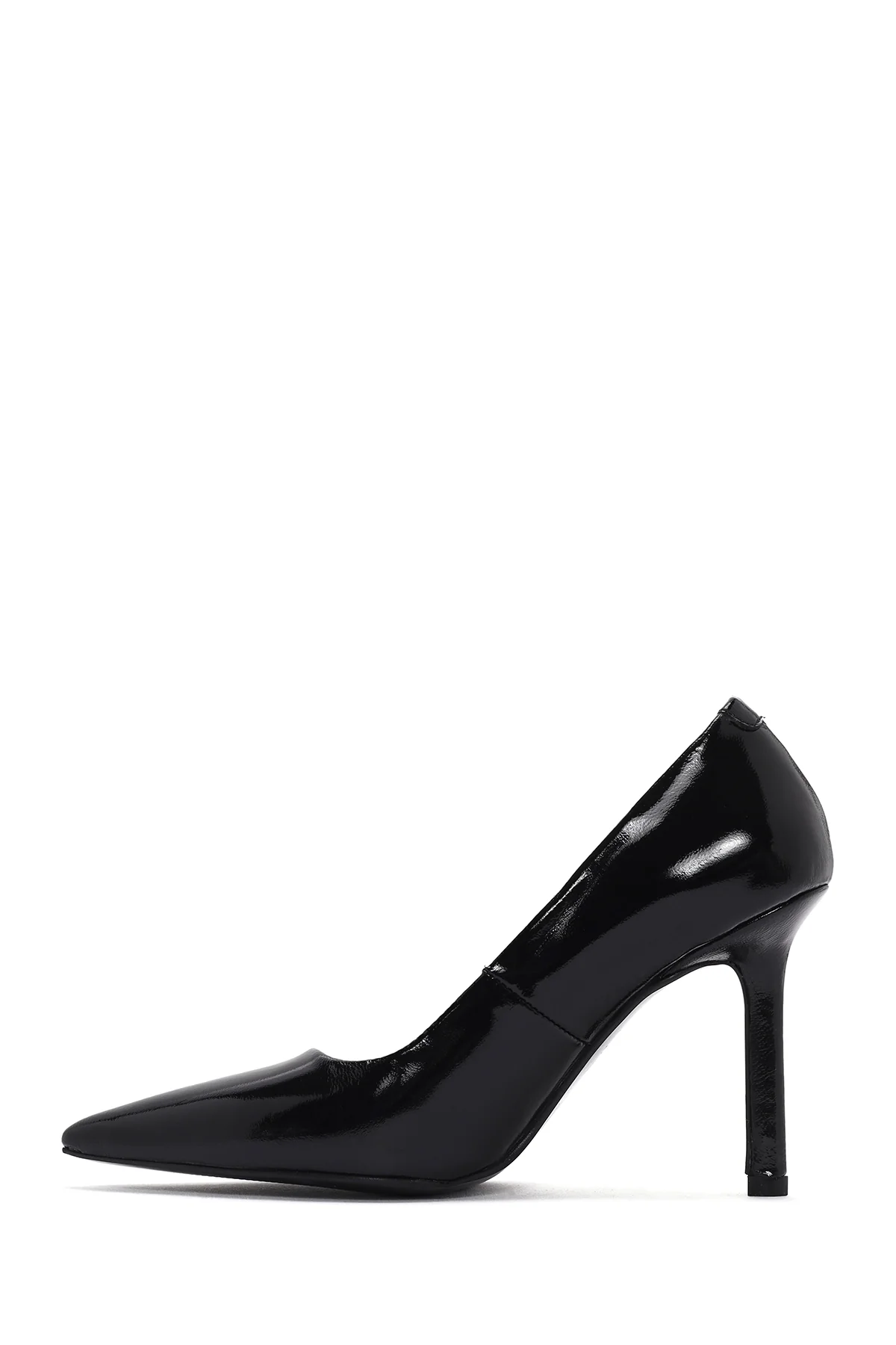Kadın Siyah İnce Topuklu Rugan Deri Stiletto - Image 3
