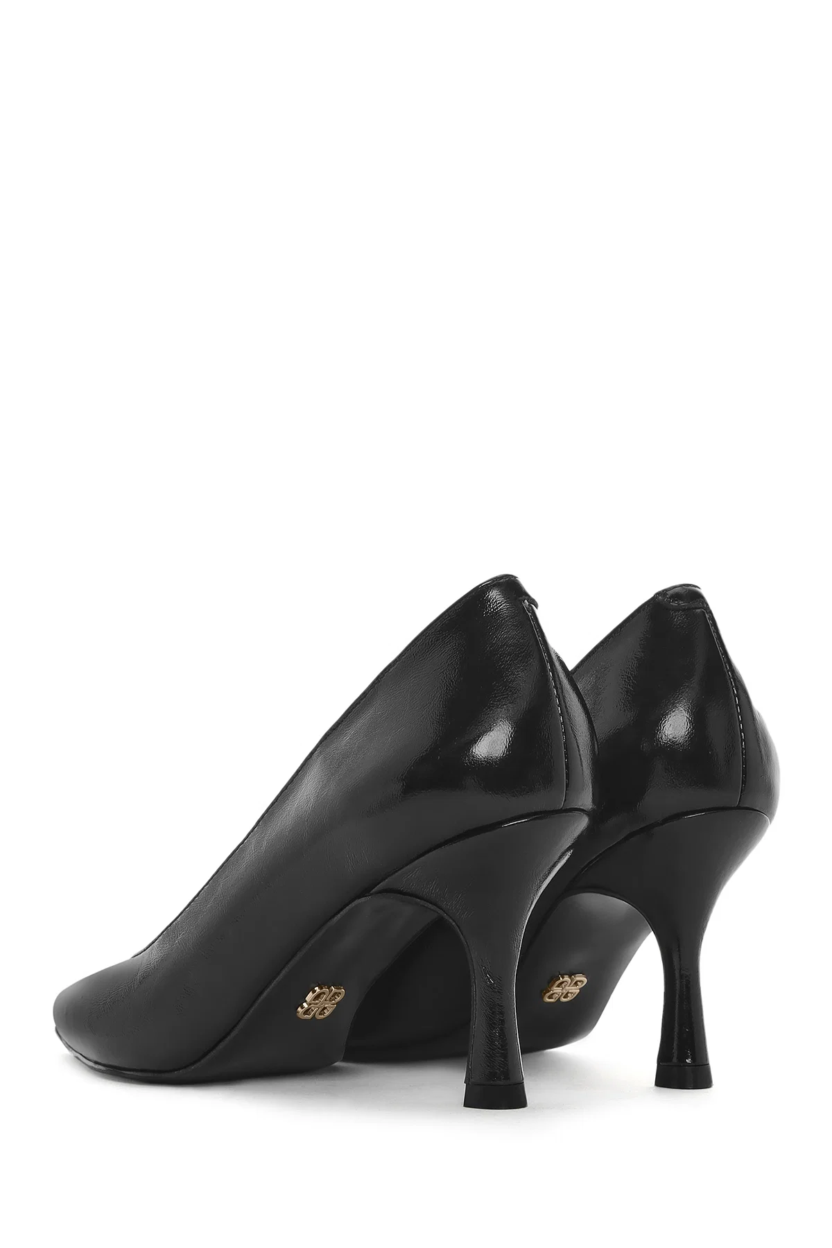 Kadın Siyah İnce Topuklu Rugan Deri Stiletto - Image 6
