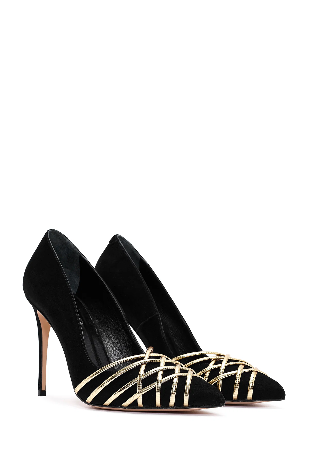 Kadın Siyah İnce Topuklu Süet Deri Stiletto - Image 4