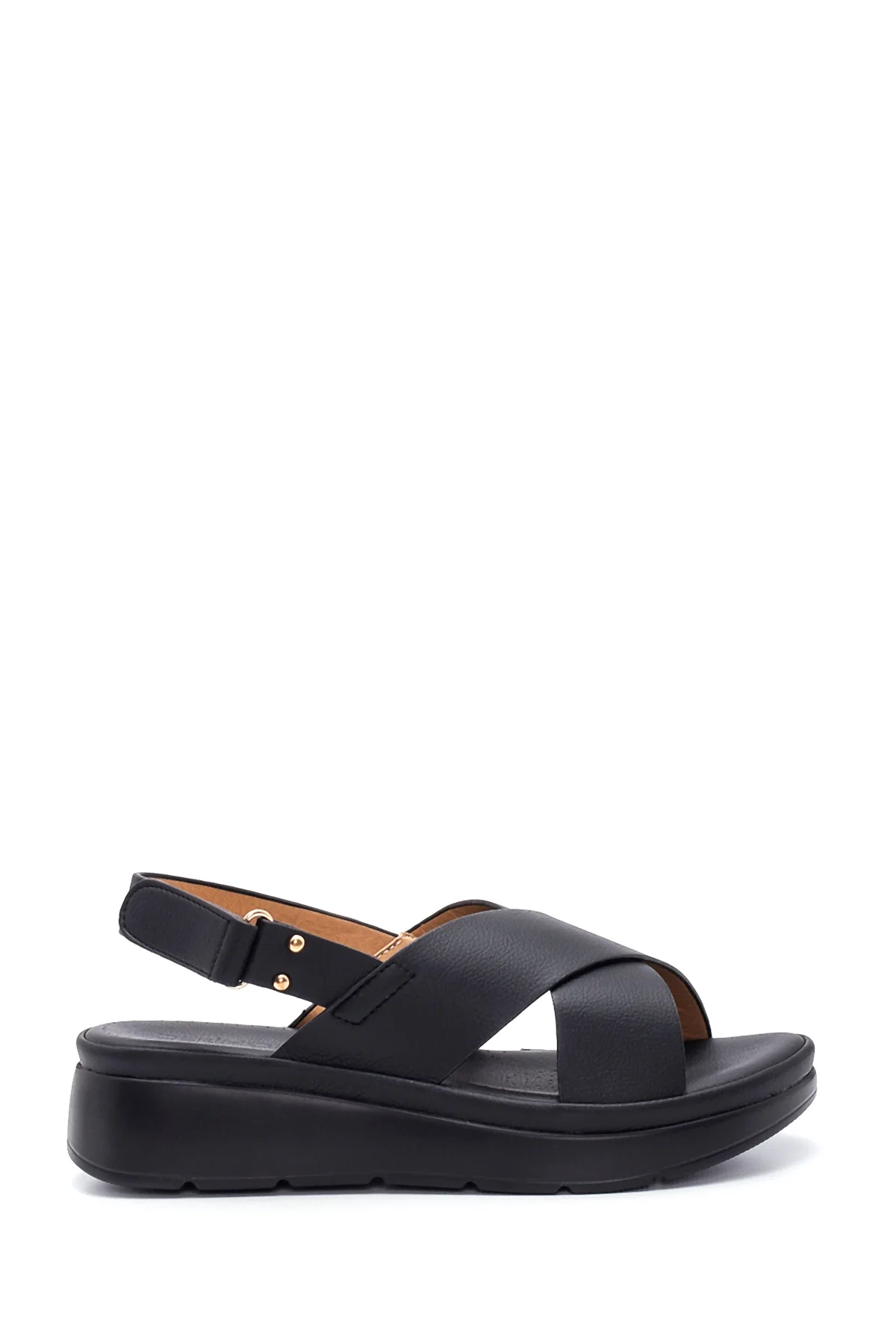Kadın Siyah Kalın Taban Comfort Sandalet