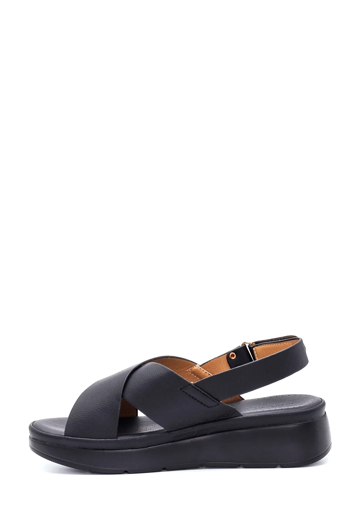 Kadın Siyah Kalın Taban Comfort Sandalet - Image 2