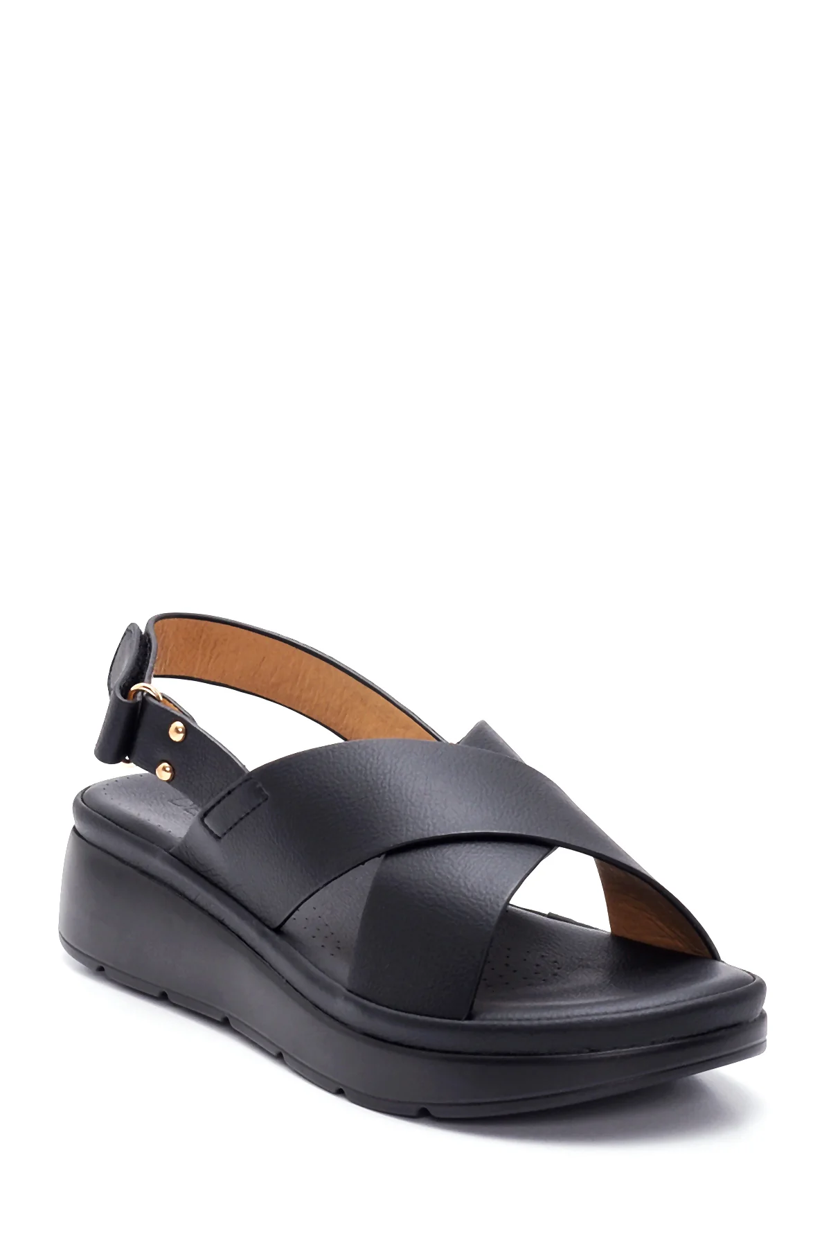 Kadın Siyah Kalın Taban Comfort Sandalet - Image 3