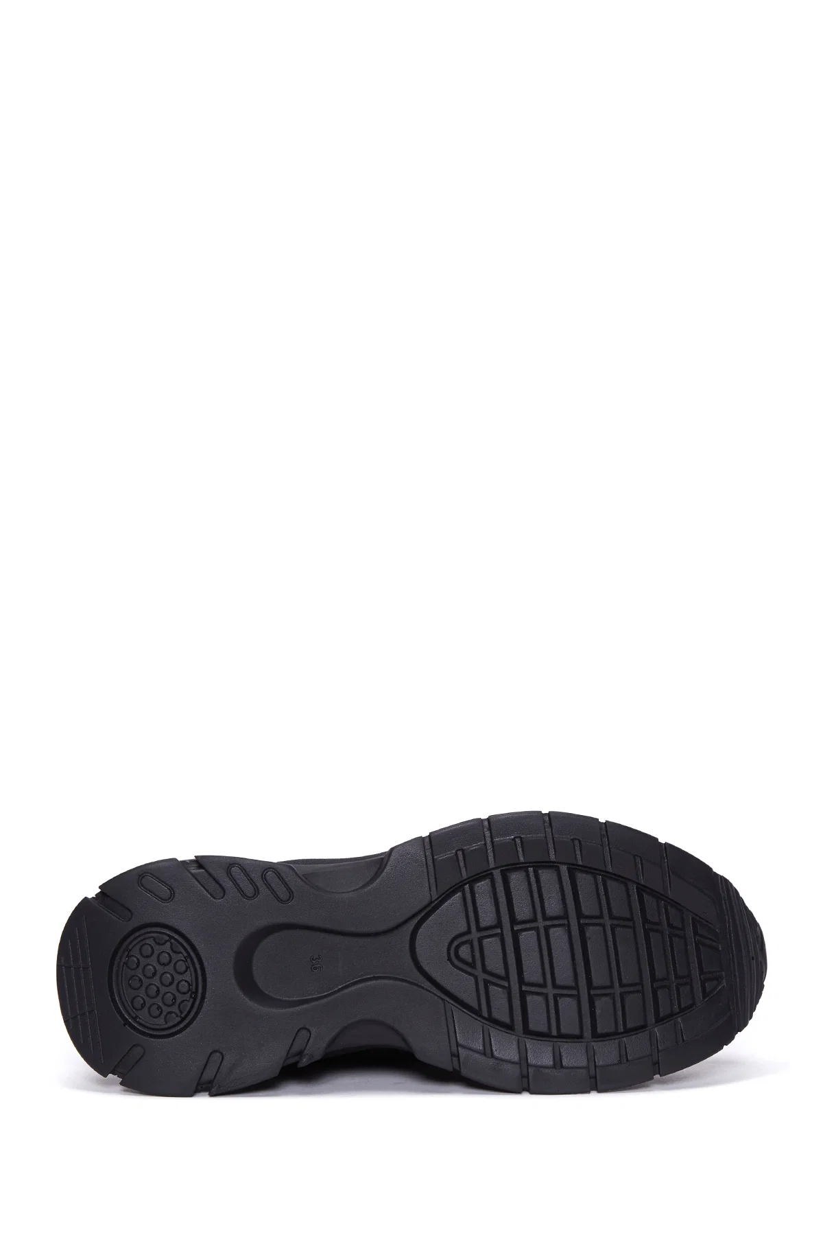 Kadın Siyah Kalın Tabanlı Bağcıklı Sneaker - Image 4