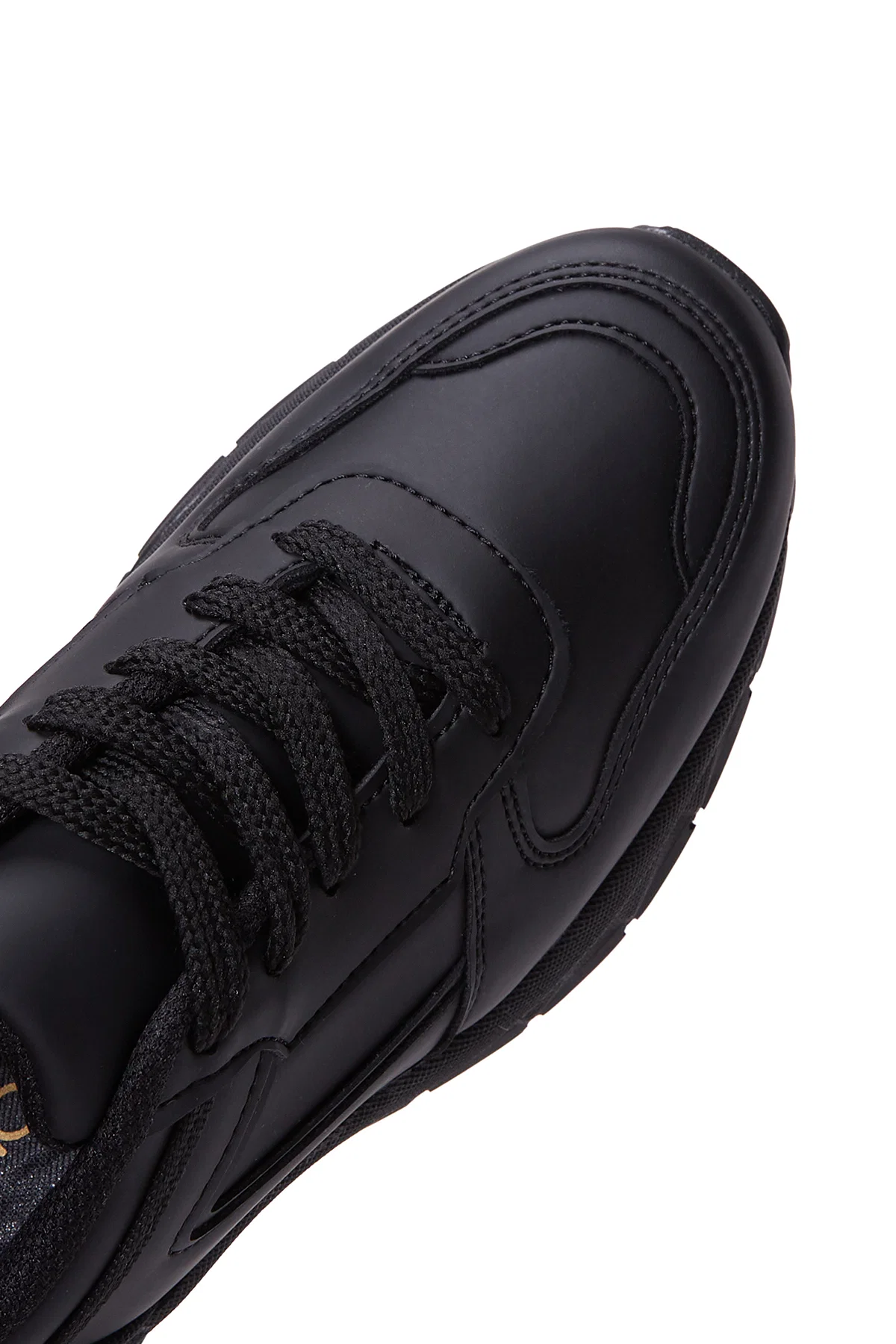 Kadın Siyah Kalın Tabanlı Bağcıklı Sneaker - Image 7
