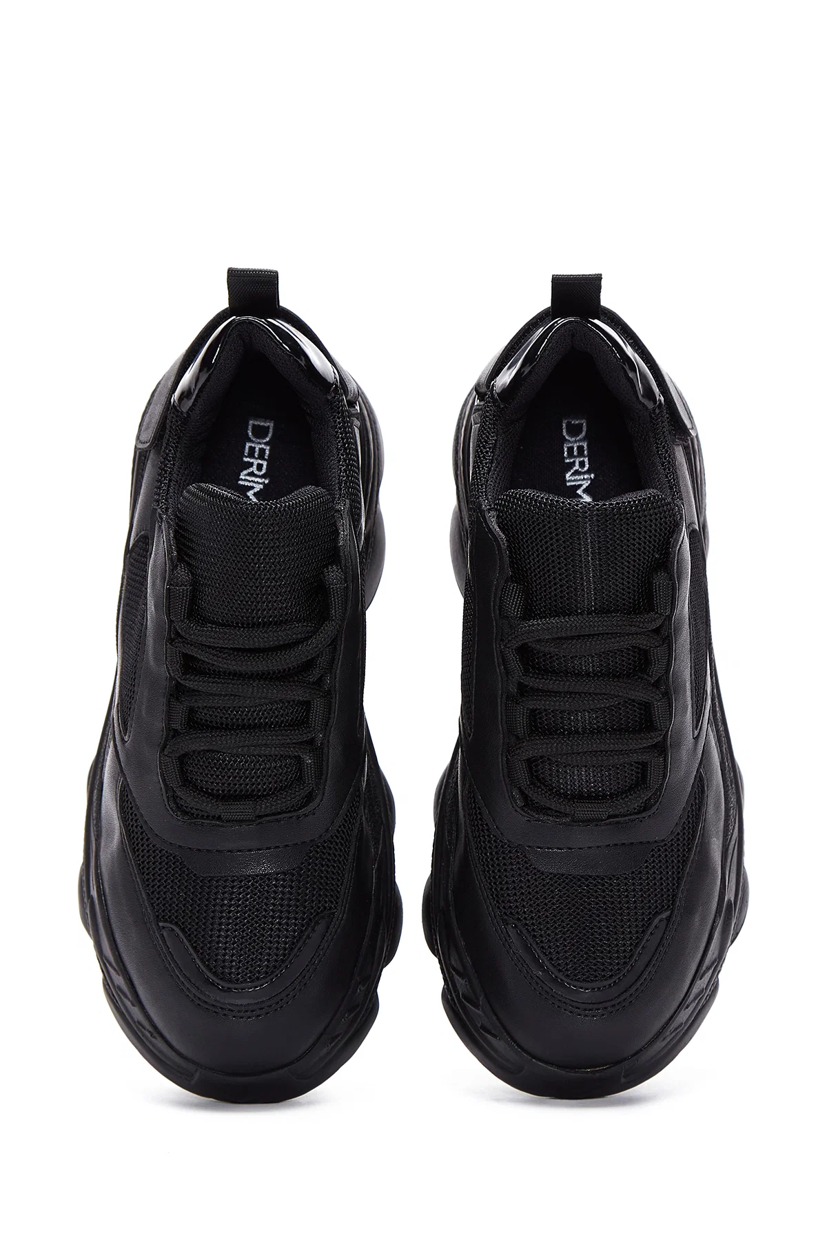Kadın Siyah Kalın Tabanlı Bağcıklı Sneaker - Image 6
