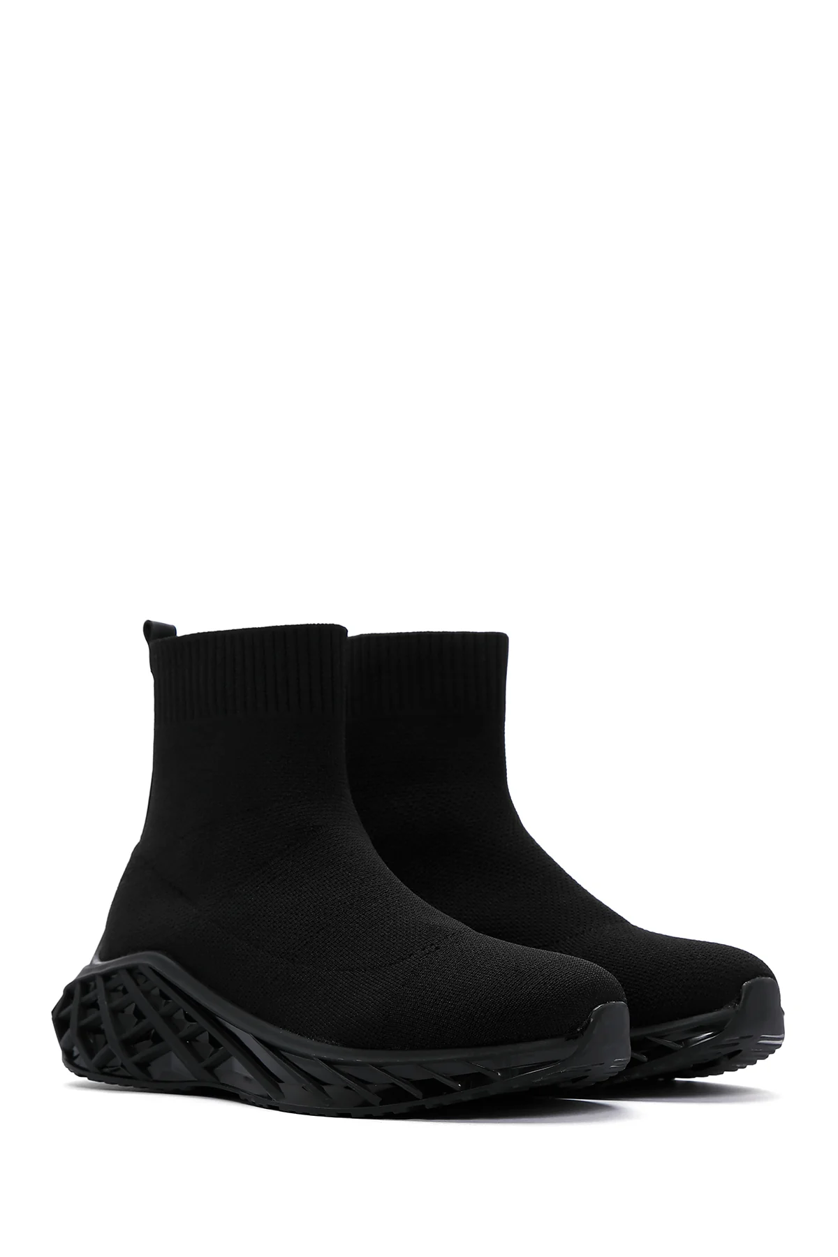Kadın Siyah Kalın Tabanlı Bilekli Sneaker - Image 3