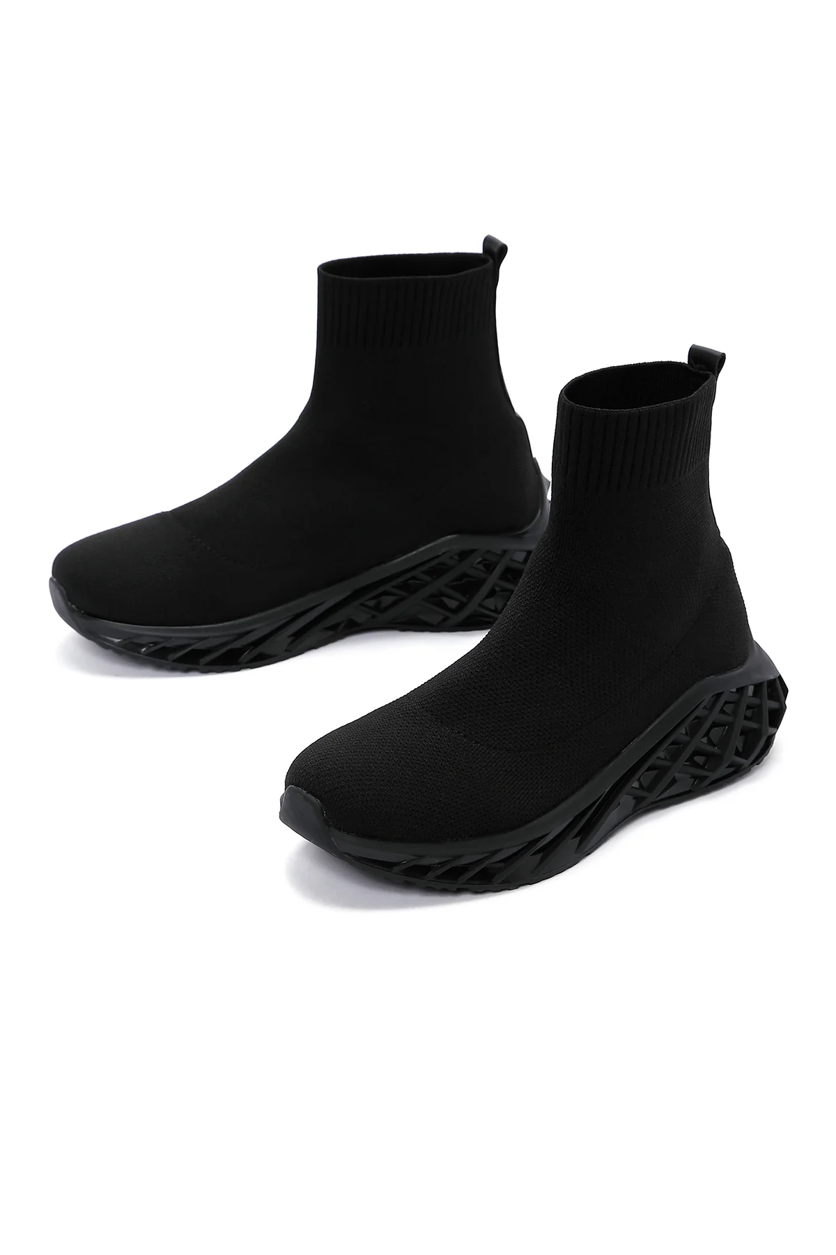 Kadın Siyah Kalın Tabanlı Bilekli Sneaker - Image 6