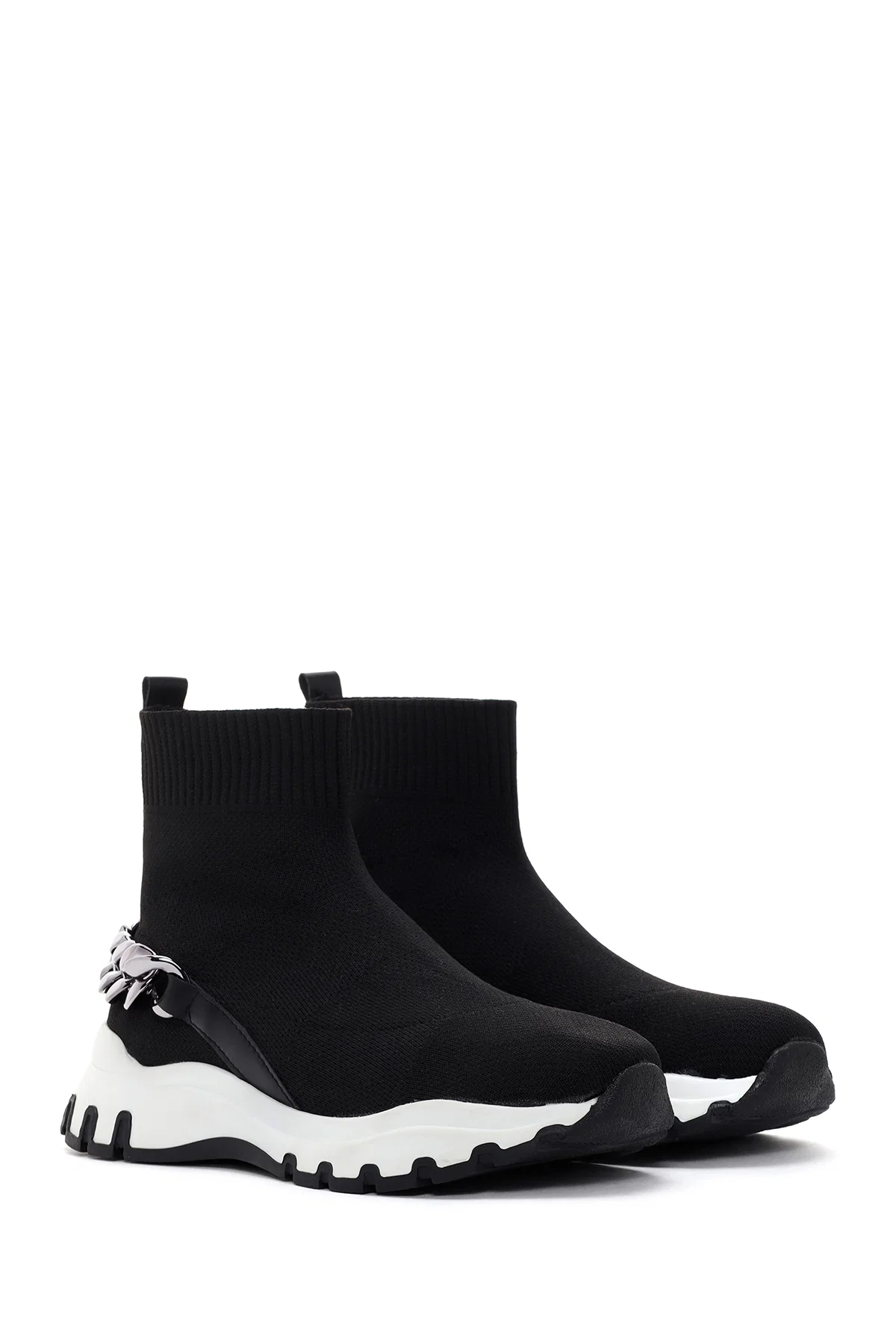 Kadın Siyah Kalın Tabanlı Bilekli Sneaker - Image 3