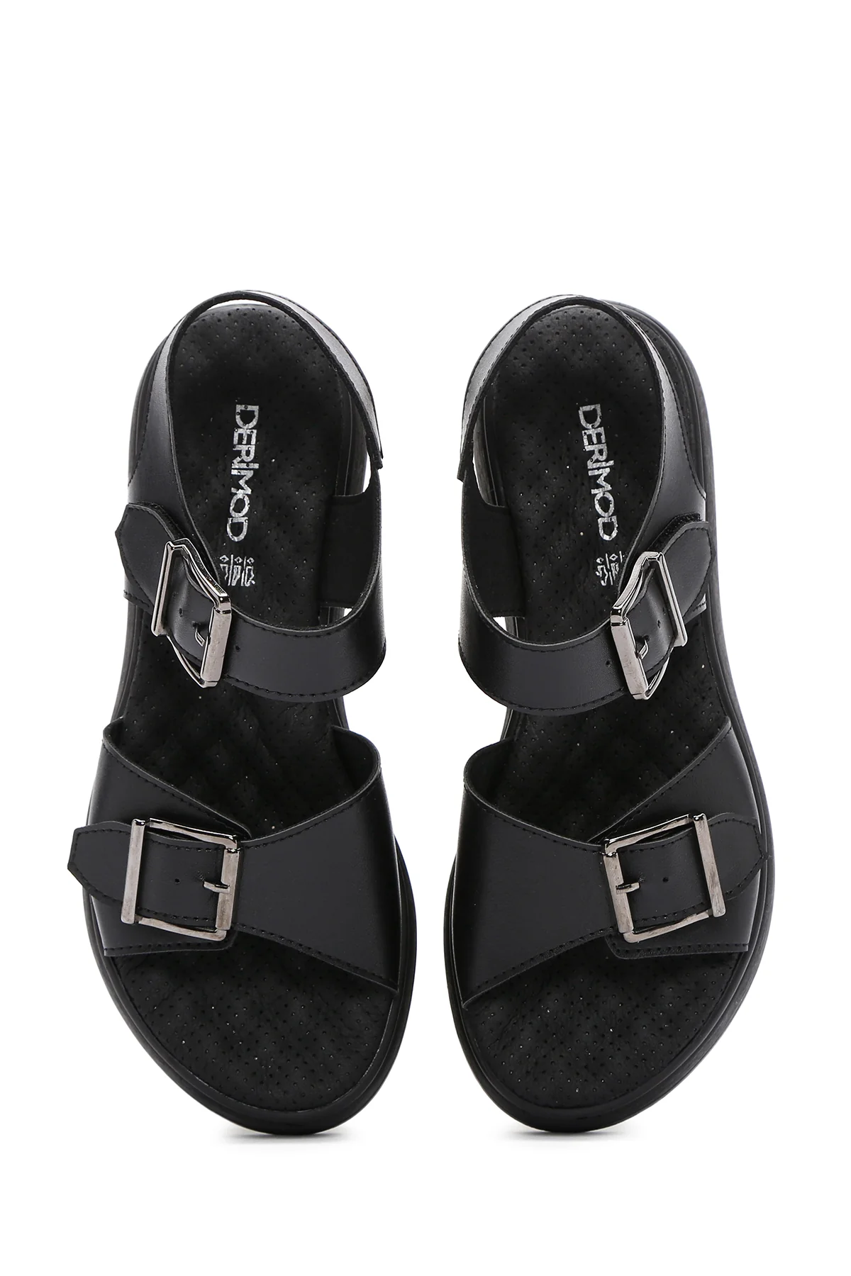 Kadın Siyah Kalın Tabanlı Bilekten Bantlı Comfort Sandalet - Image 7