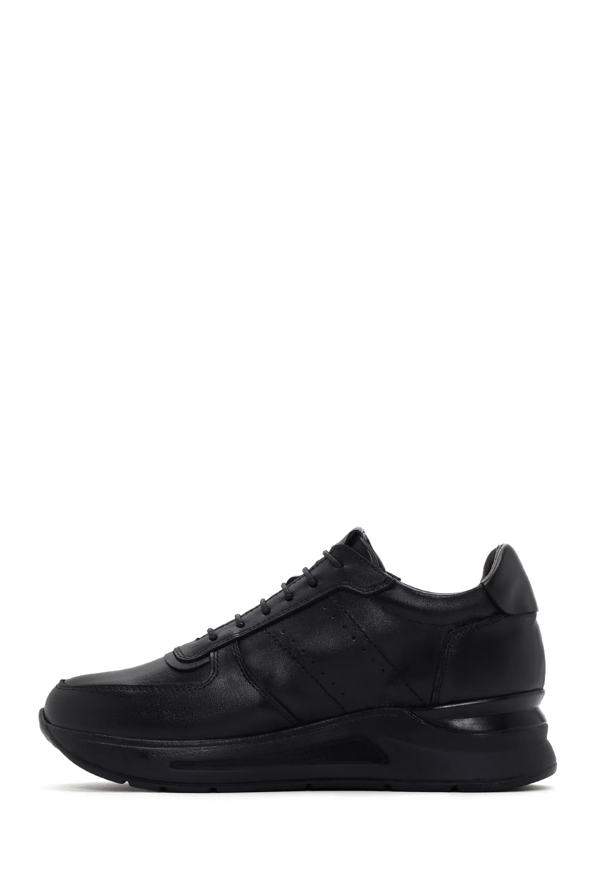 Kadın Siyah Kalın Tabanlı Deri Casual Sneaker - Image 2