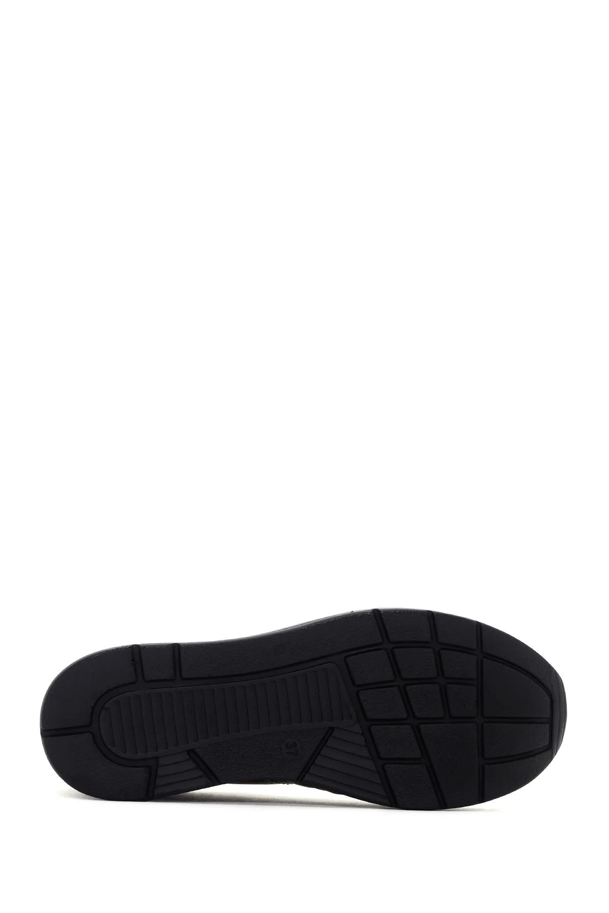 Kadın Siyah Kalın Tabanlı Deri Casual Sneaker - Image 4