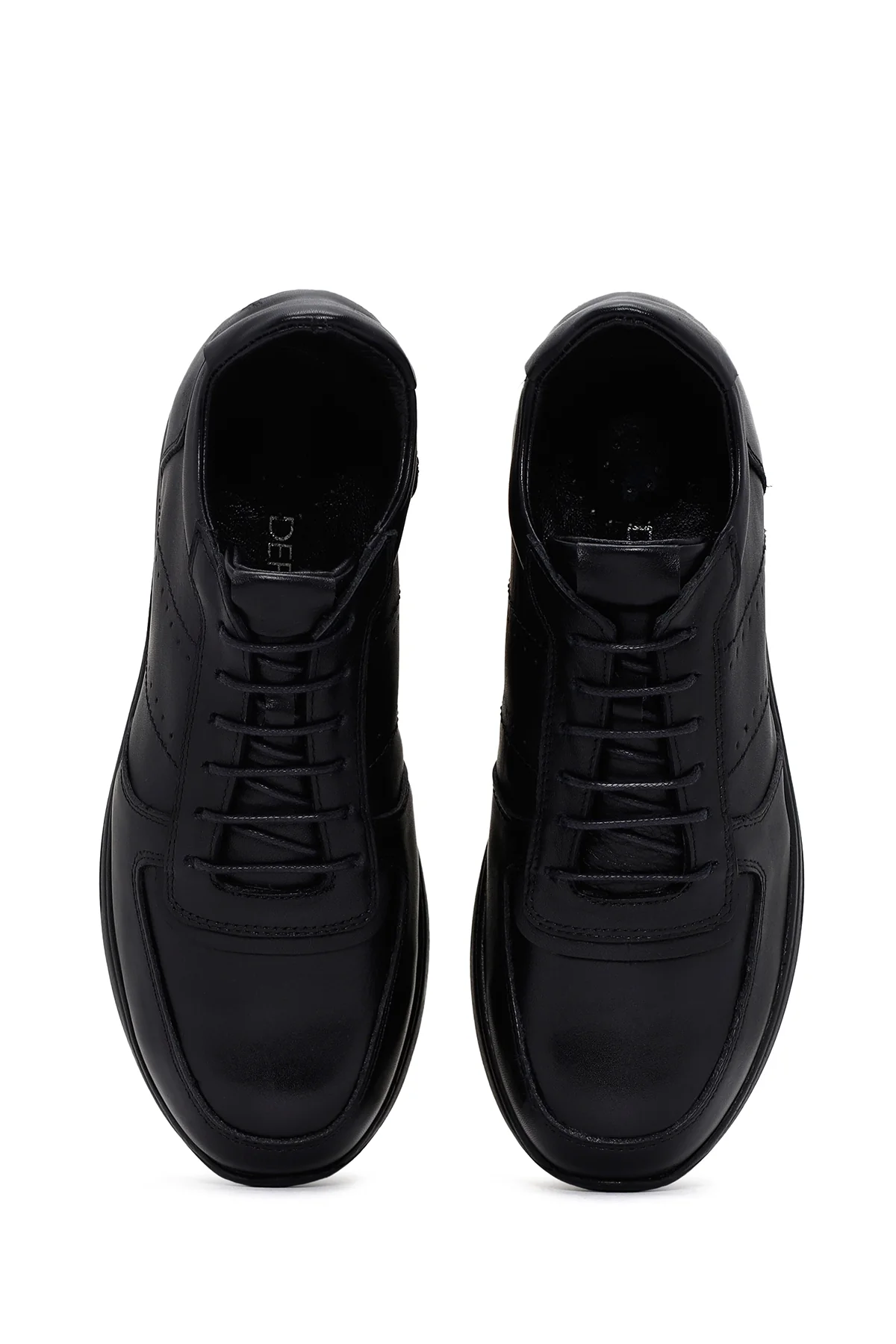 Kadın Siyah Kalın Tabanlı Deri Casual Sneaker - Image 6