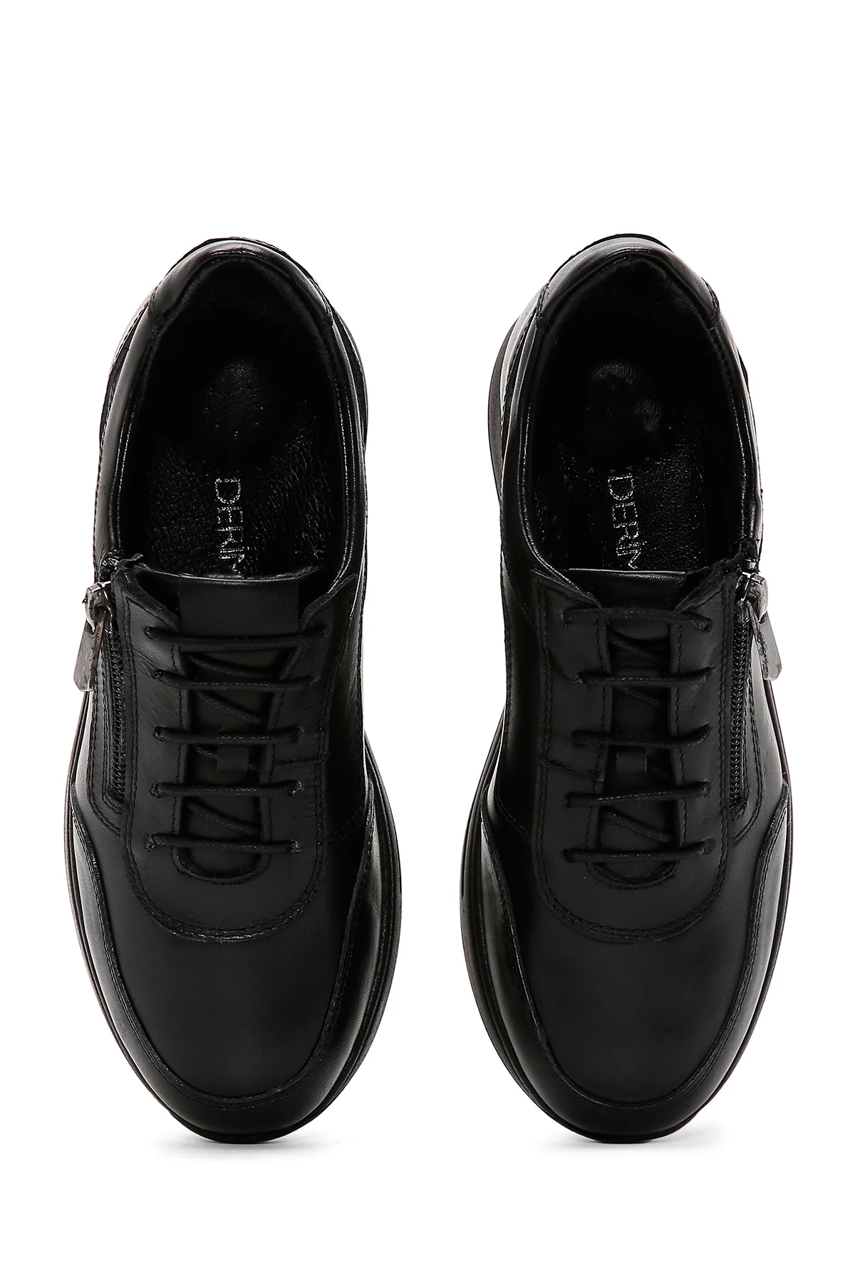 Kadın Siyah Kalın Tabanlı Deri Casual Sneaker - Image 6