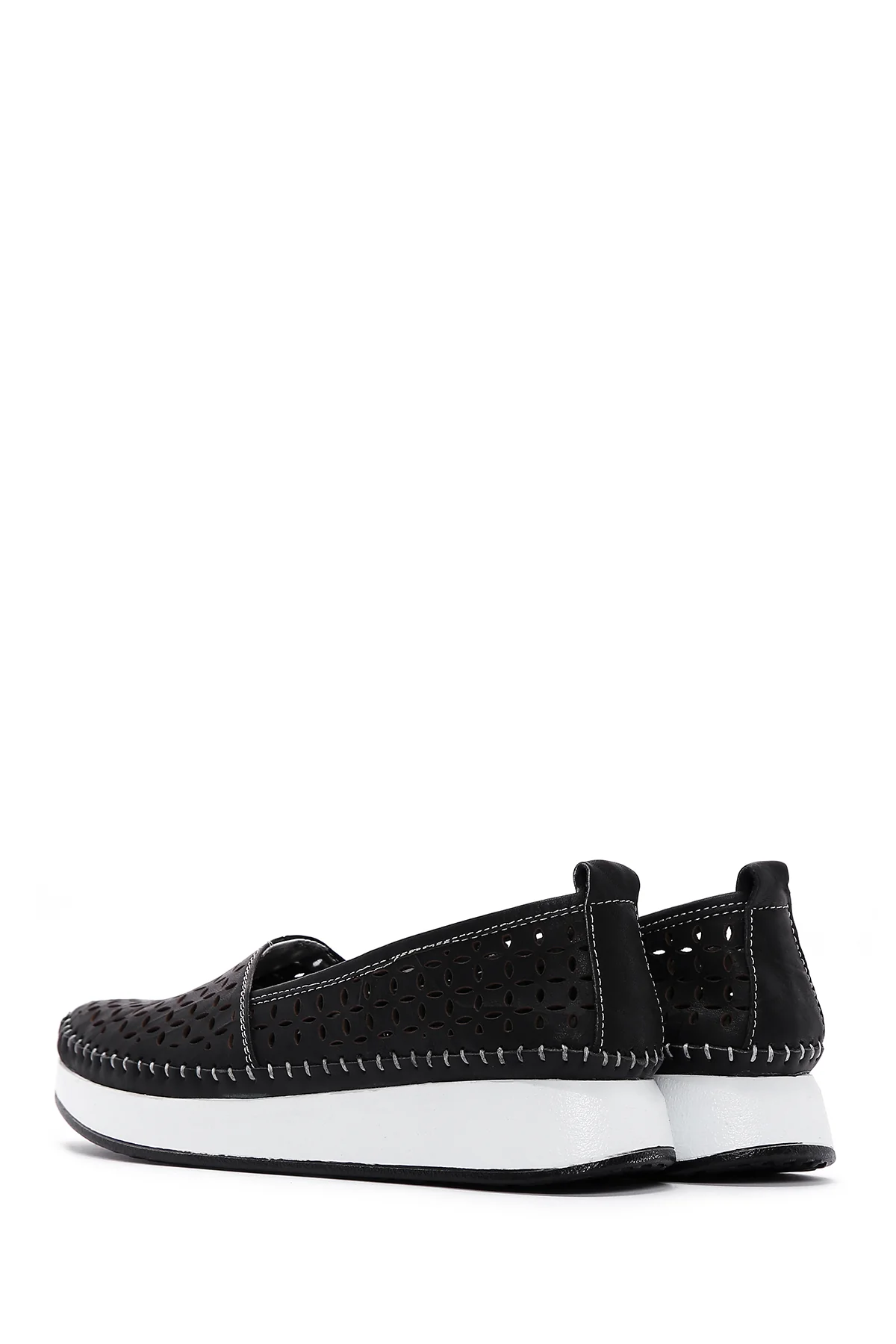 Kadın Siyah Kalın Tabanlı Deri Comfort Loafer - Image 5