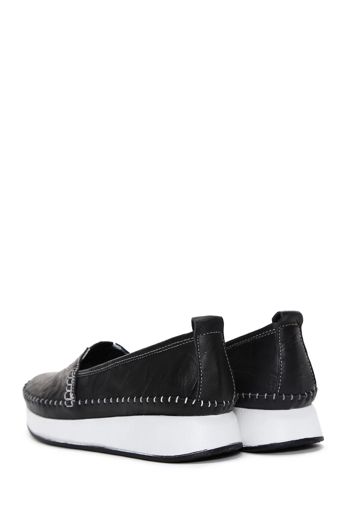 Kadın Siyah Kalın Tabanlı Deri Comfort Loafer - Image 5