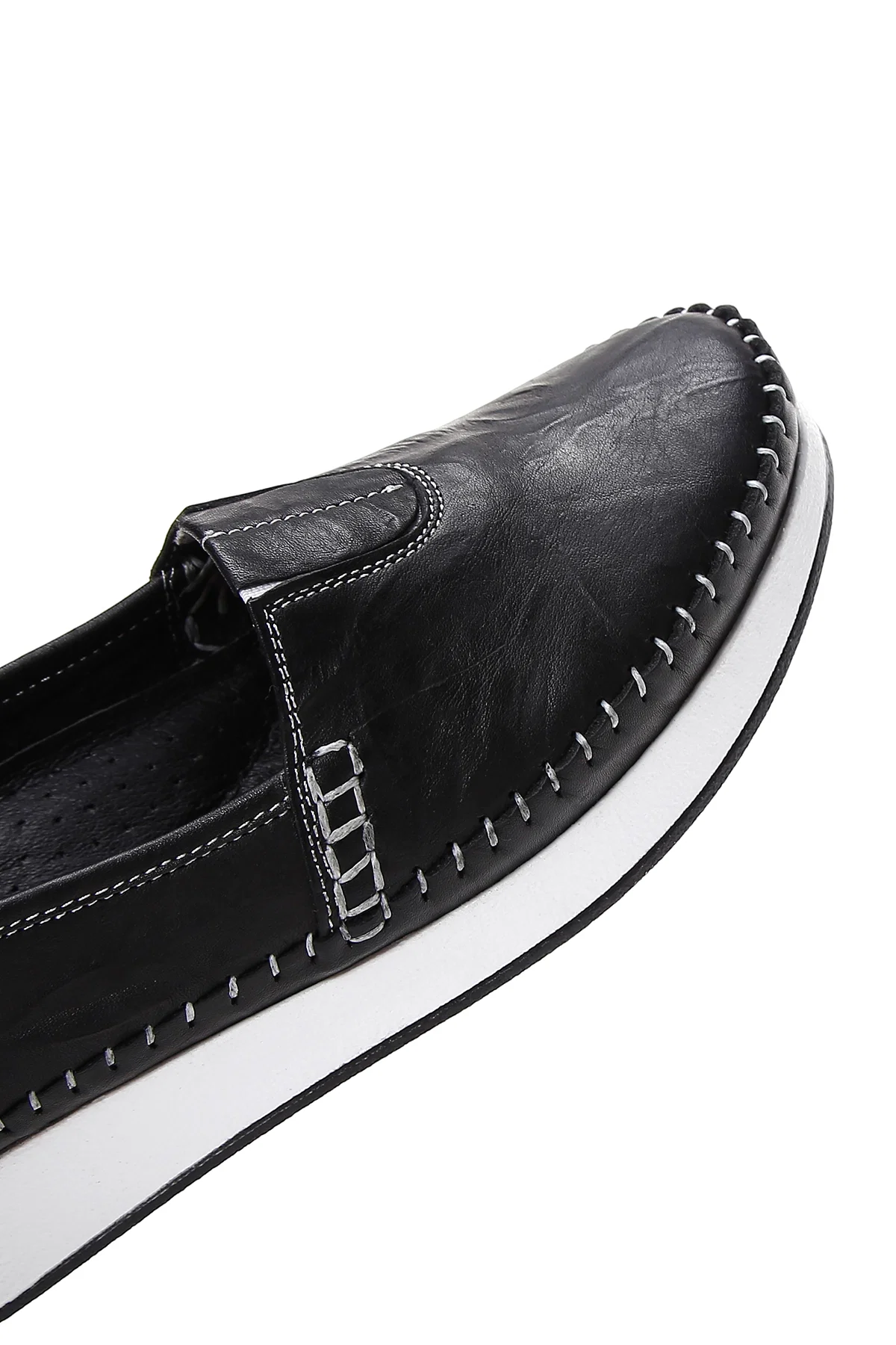 Kadın Siyah Kalın Tabanlı Deri Comfort Loafer - Image 9