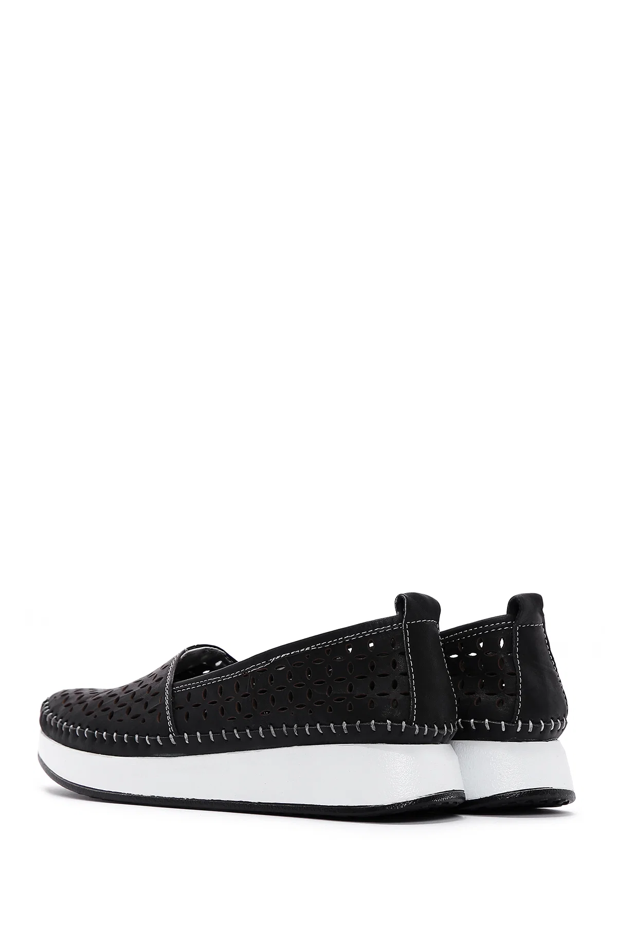 Kadın Siyah Kalın Tabanlı Deri Comfort Loafer - Image 5