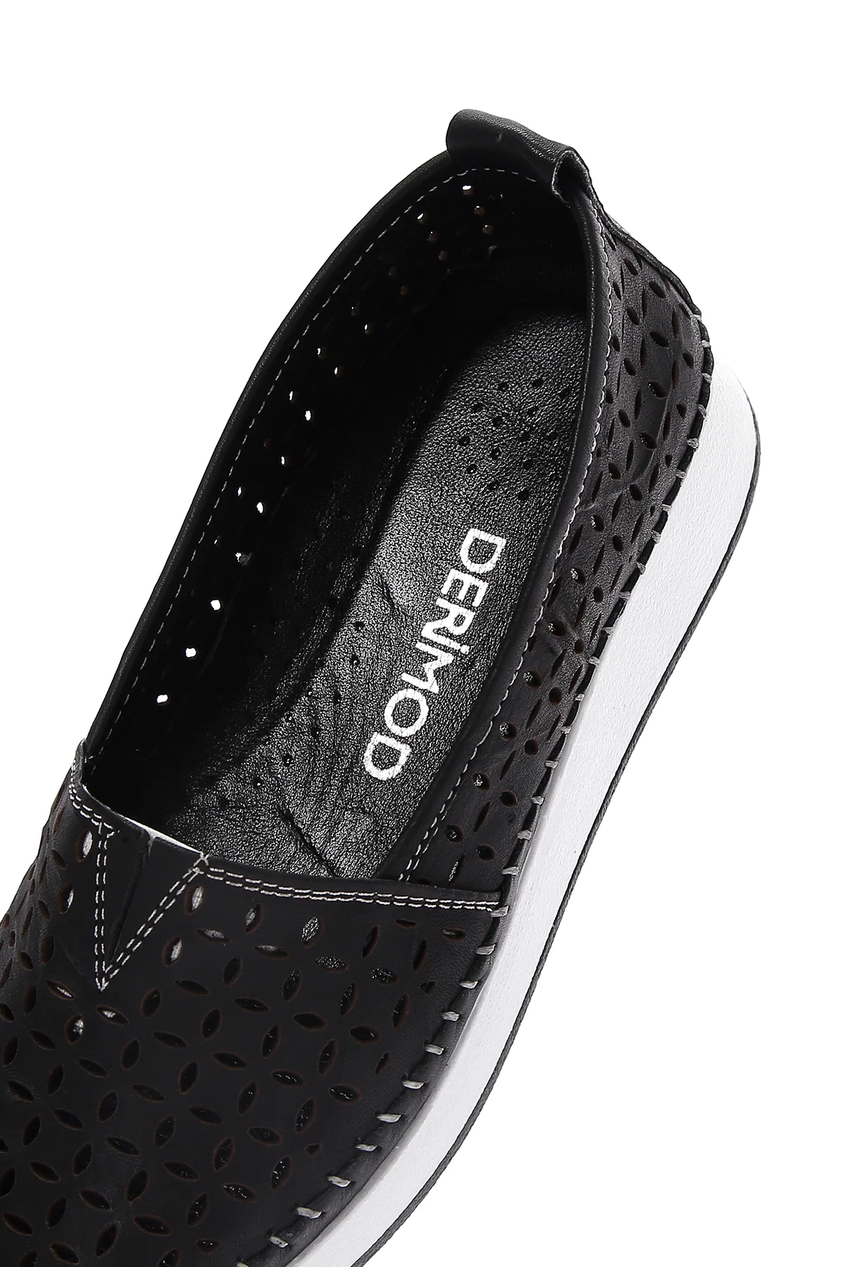 Kadın Siyah Kalın Tabanlı Deri Comfort Loafer - Image 7