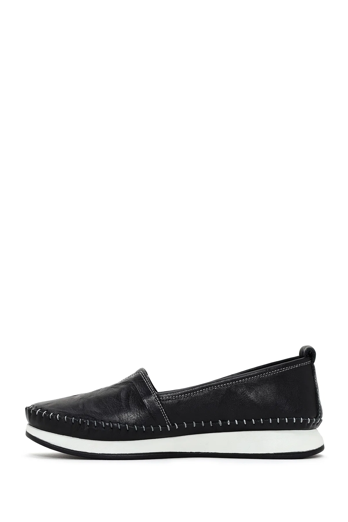 Kadın Siyah Kalın Tabanlı Deri Comfort Loafer - Image 2