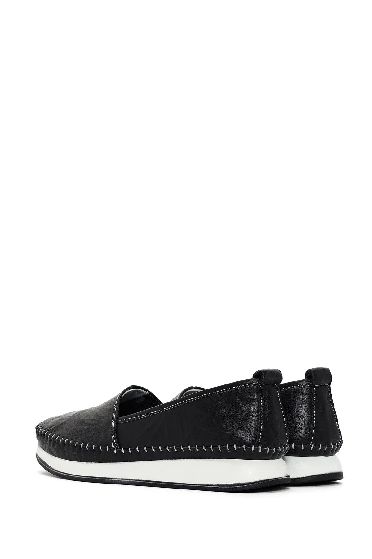 Kadın Siyah Kalın Tabanlı Deri Comfort Loafer - Image 5