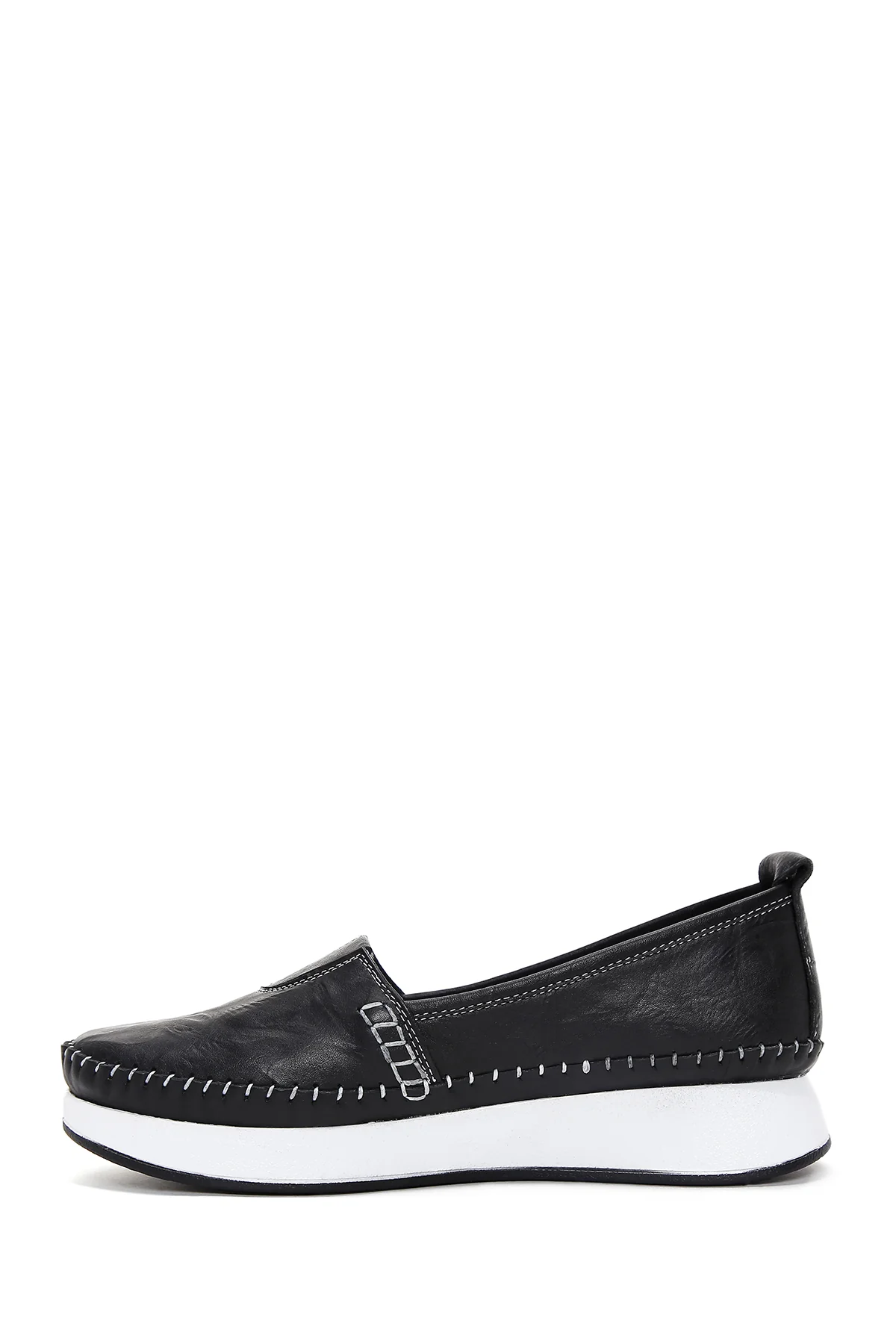 Kadın Siyah Kalın Tabanlı Deri Comfort Loafer - Image 3