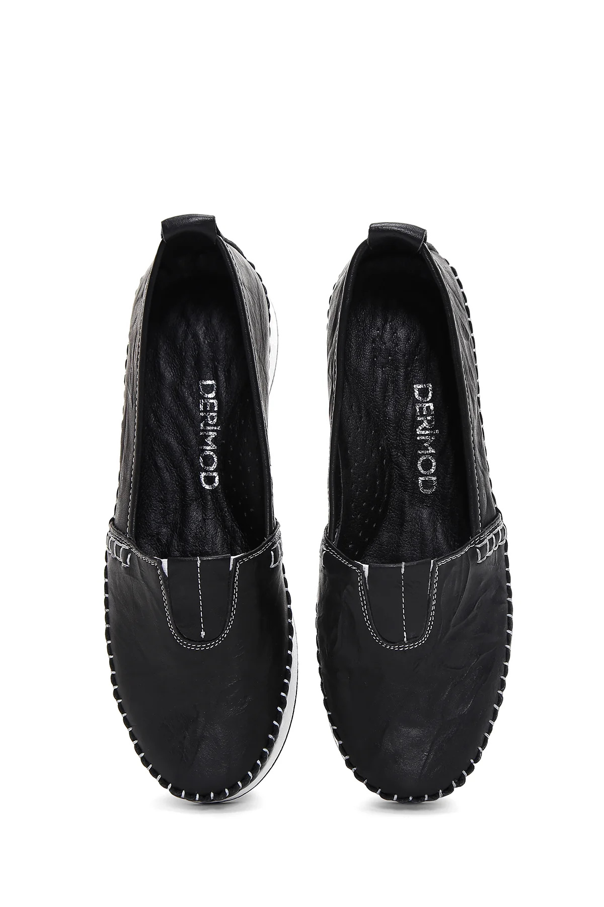 Kadın Siyah Kalın Tabanlı Deri Comfort Loafer - Image 4