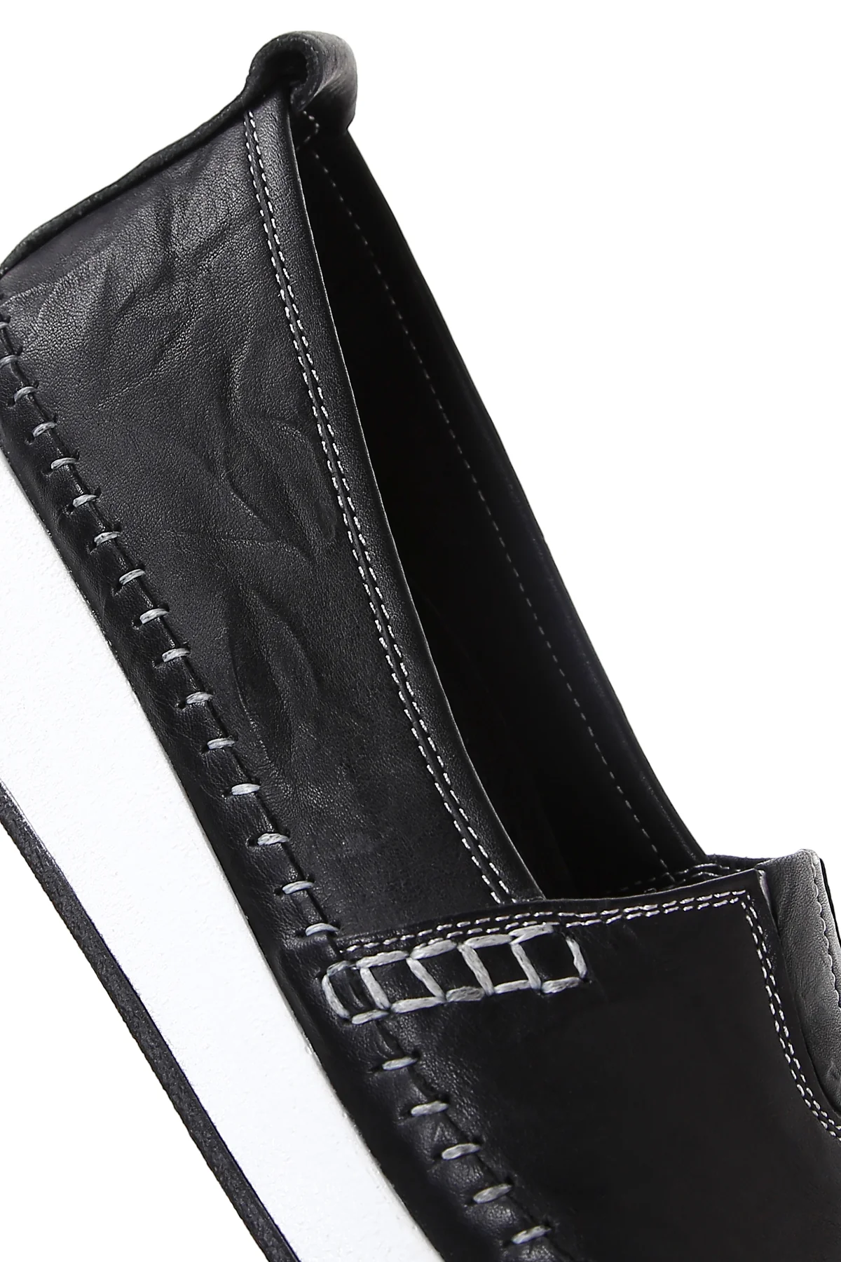Kadın Siyah Kalın Tabanlı Deri Comfort Loafer - Image 8