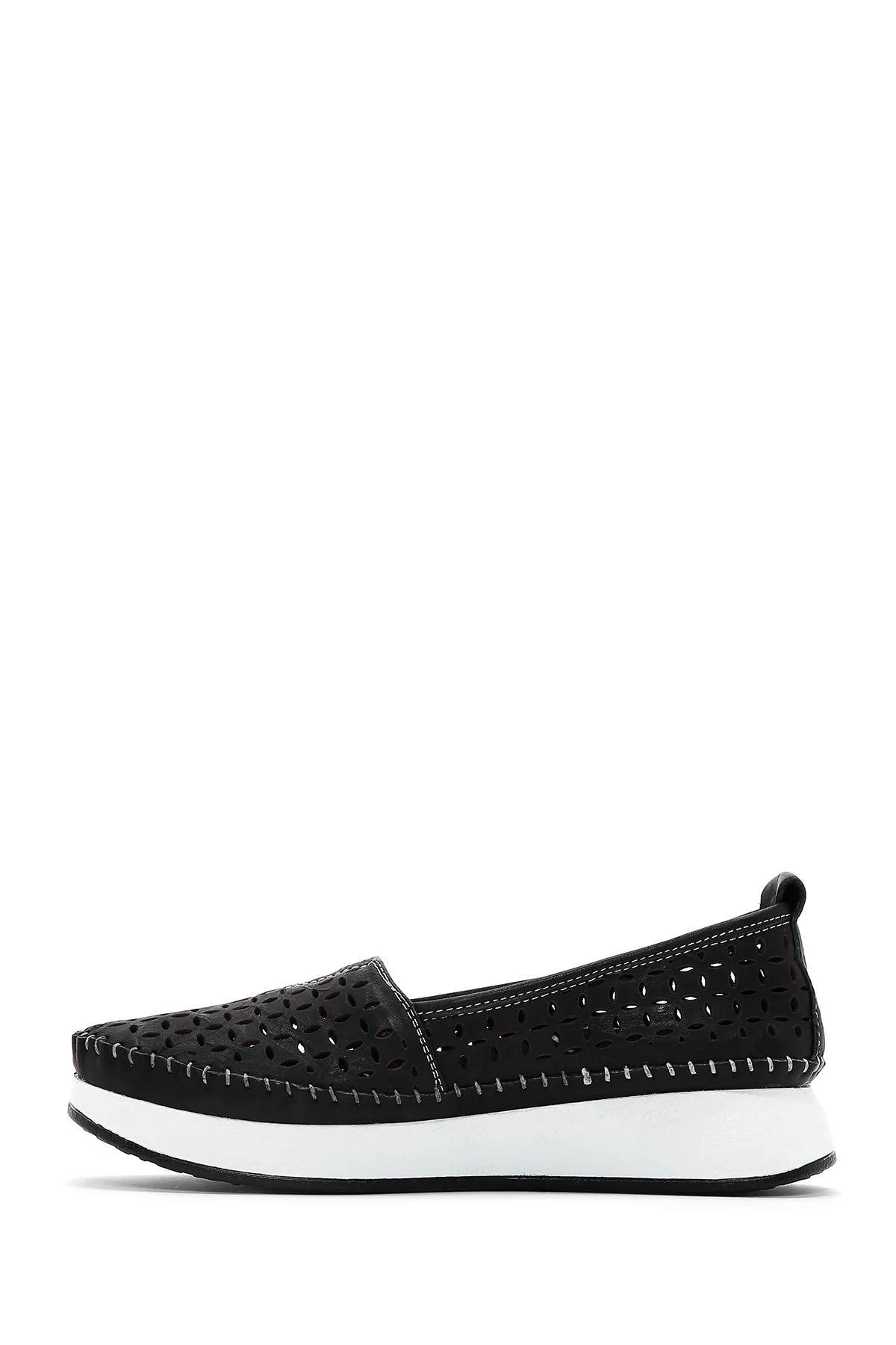 Kadın Siyah Kalın Tabanlı Deri Konfor Loafer - Image 3