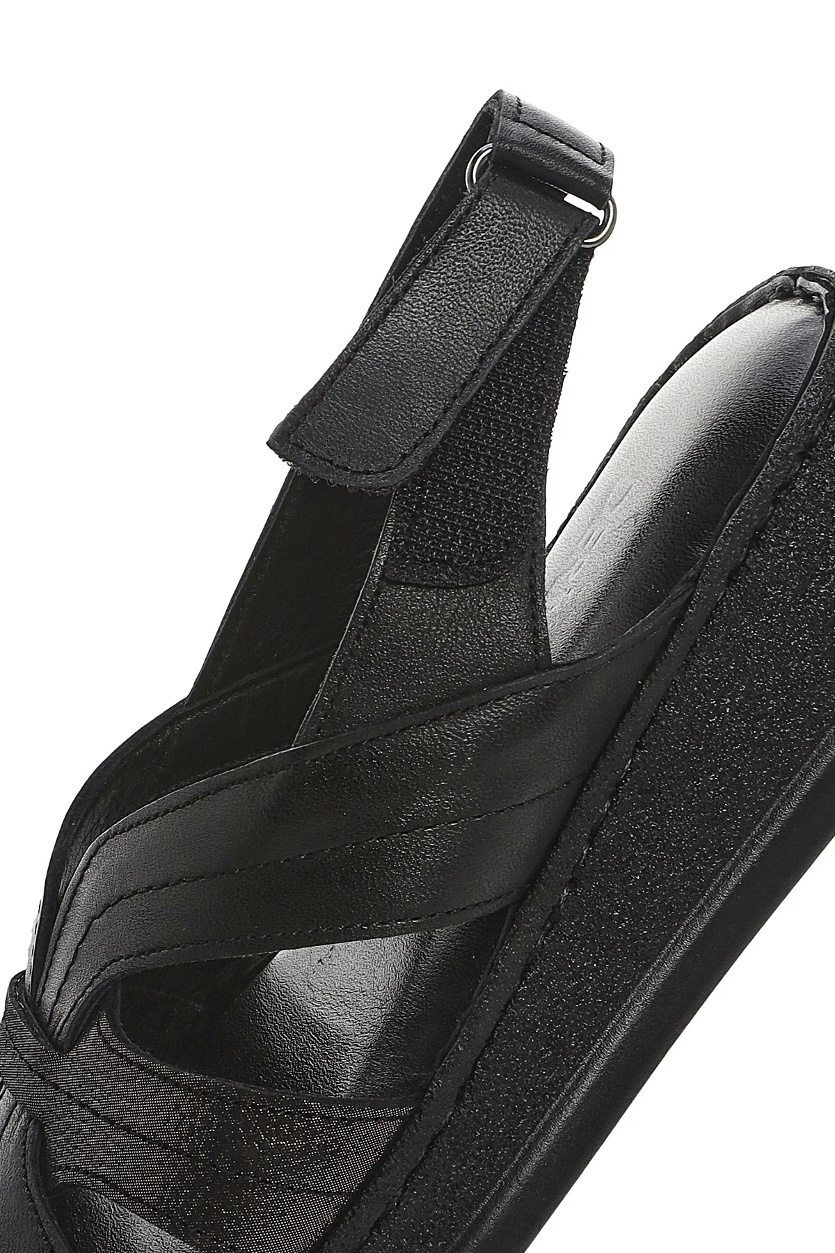Kadın Siyah Kalın Tabanlı Deri Comfort Sandalet - Image 9