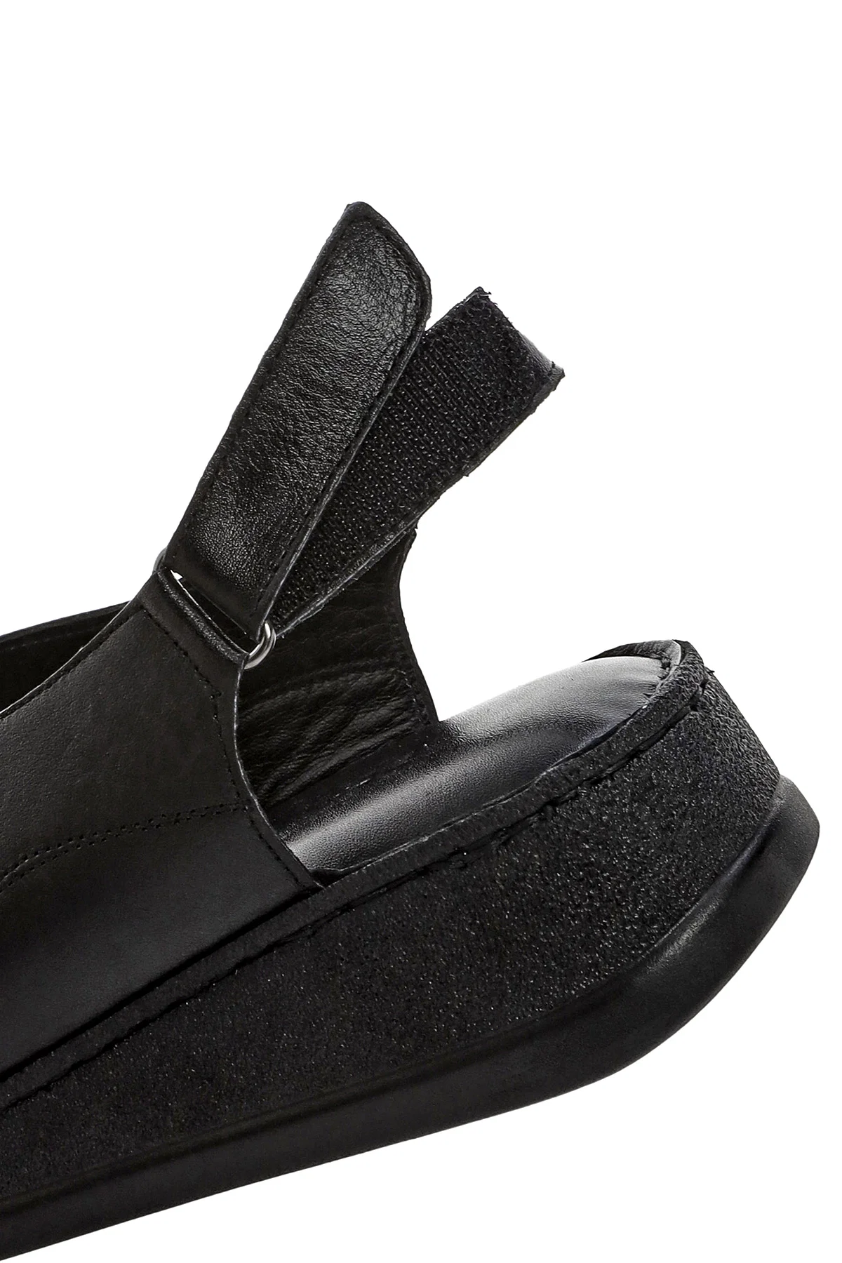 Kadın Siyah Kalın Tabanlı Deri Comfort Sandalet - Image 9