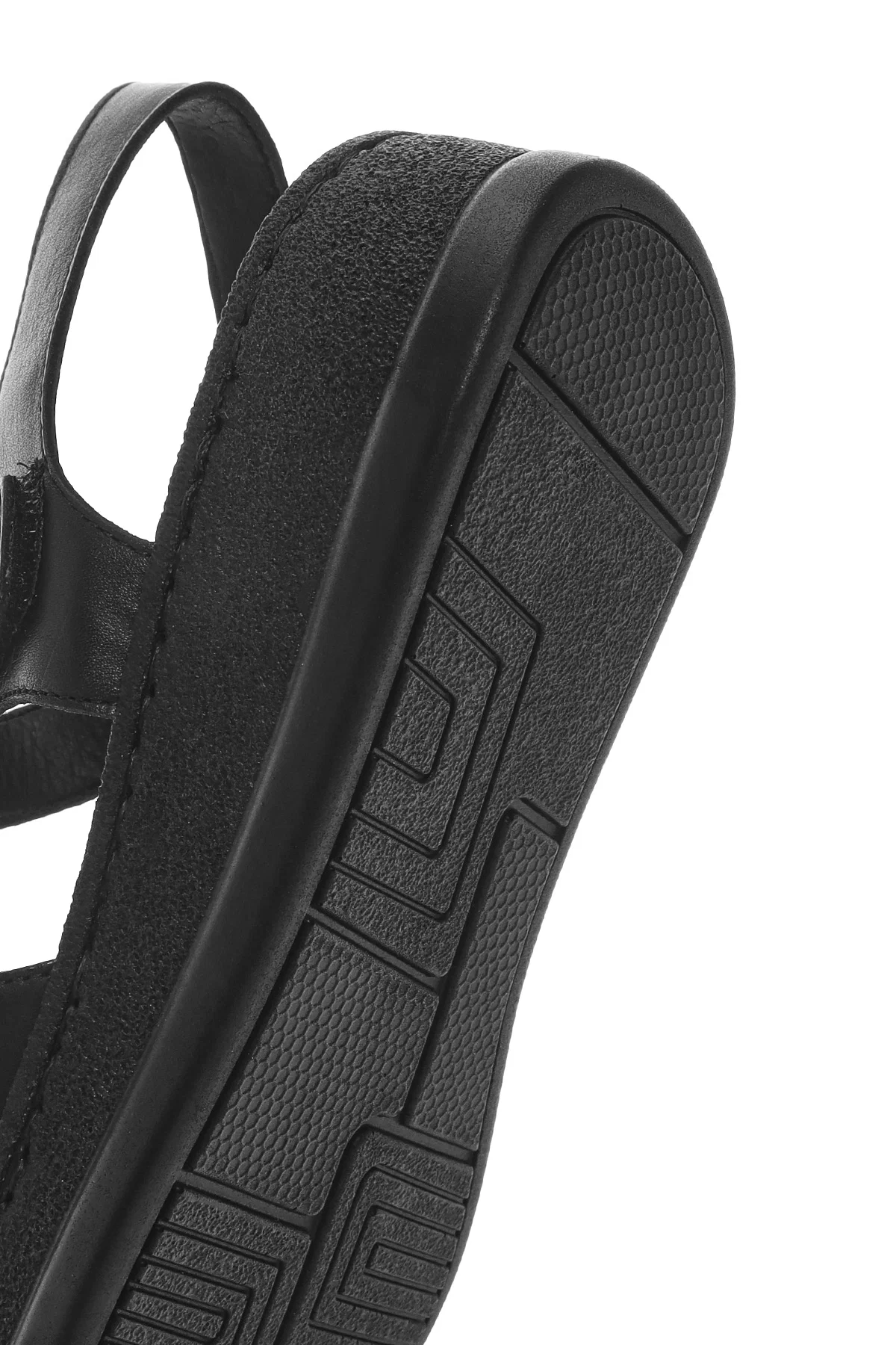 Kadın Siyah Kalın Tabanlı Deri Comfort Sandalet - Image 8