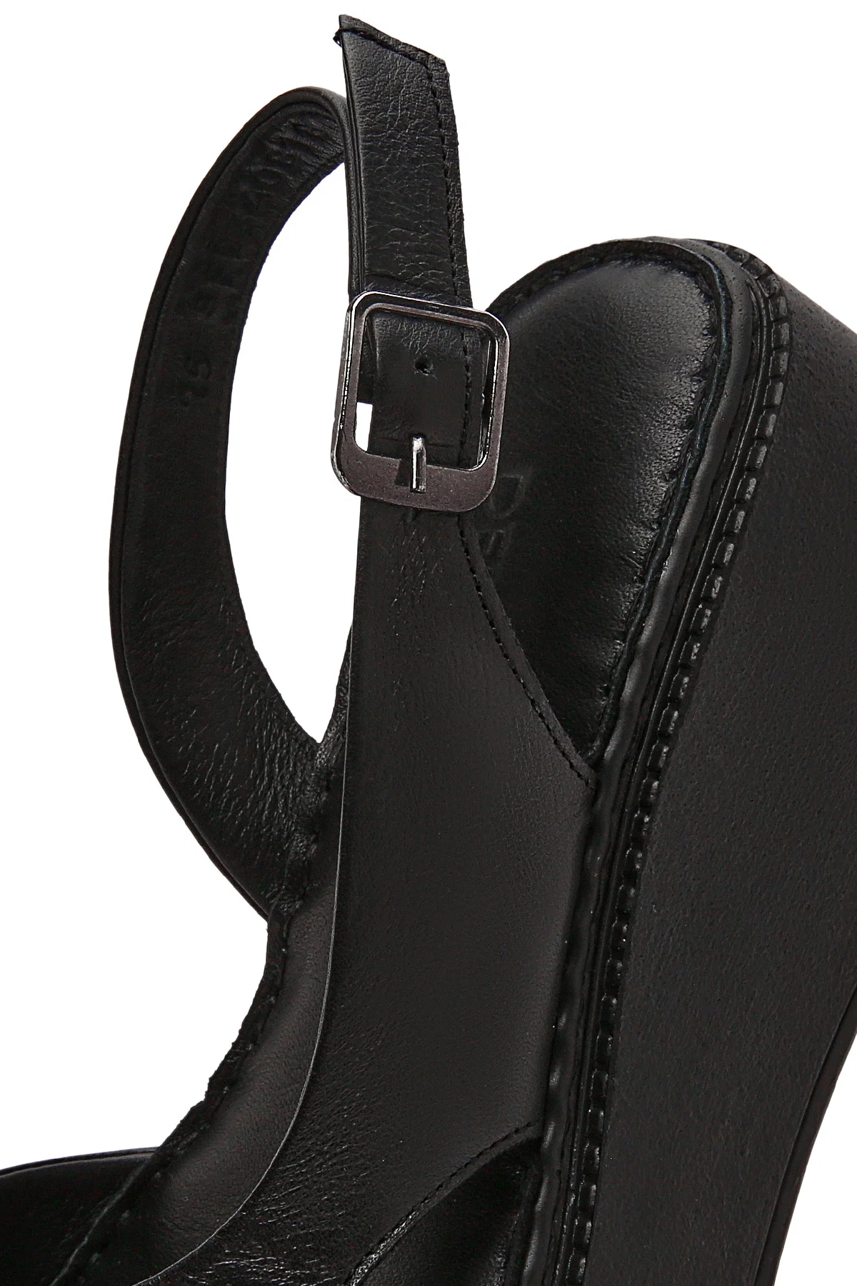 Kadın Siyah Kalın Tabanlı Deri Comfort Sandalet - Image 10