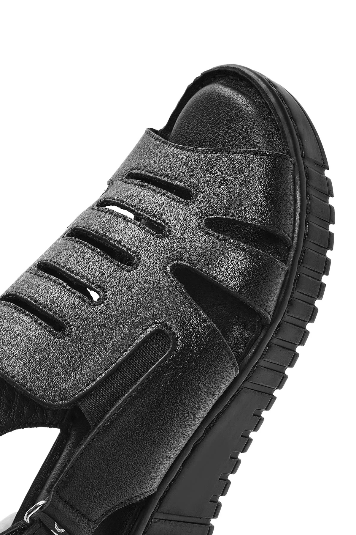 Kadın Siyah Kalın Tabanlı Deri Comfort Sandalet - Image 8