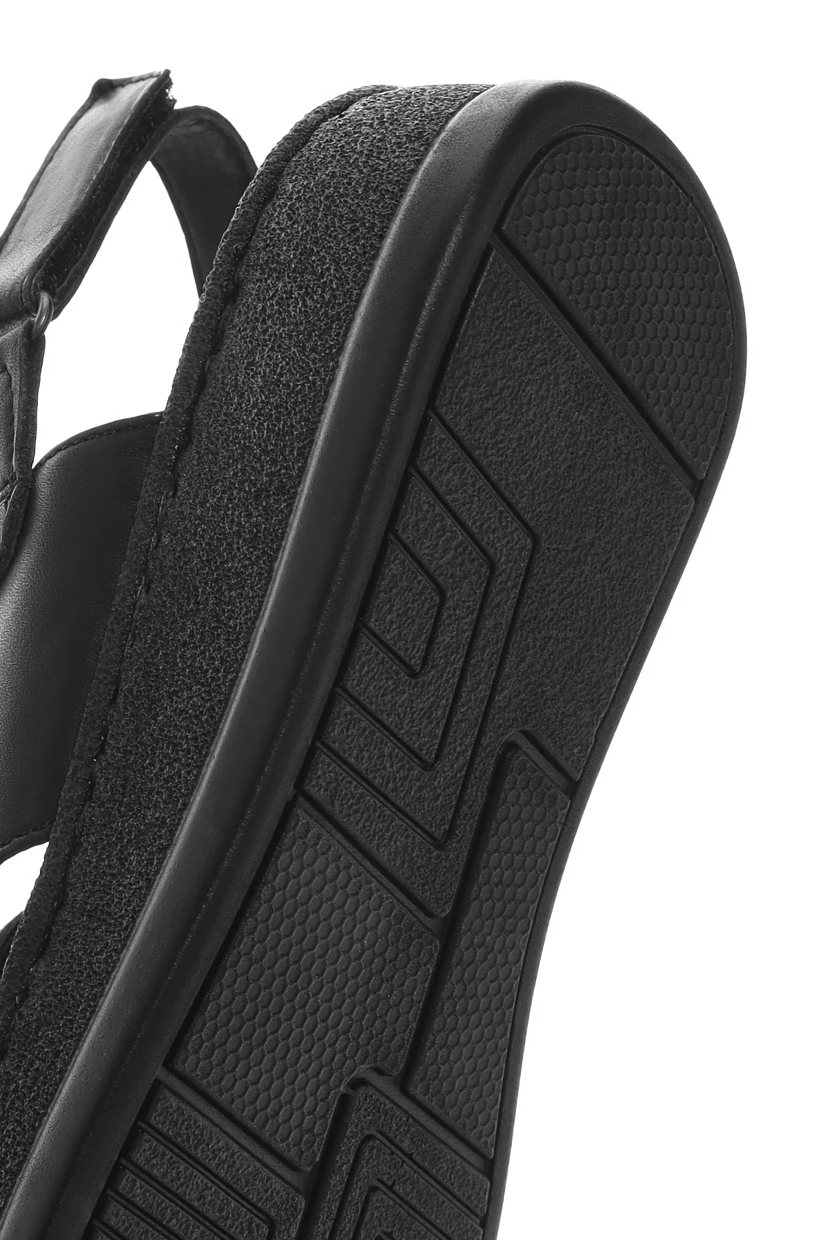 Kadın Siyah Kalın Tabanlı Deri Comfort Sandalet - Image 8