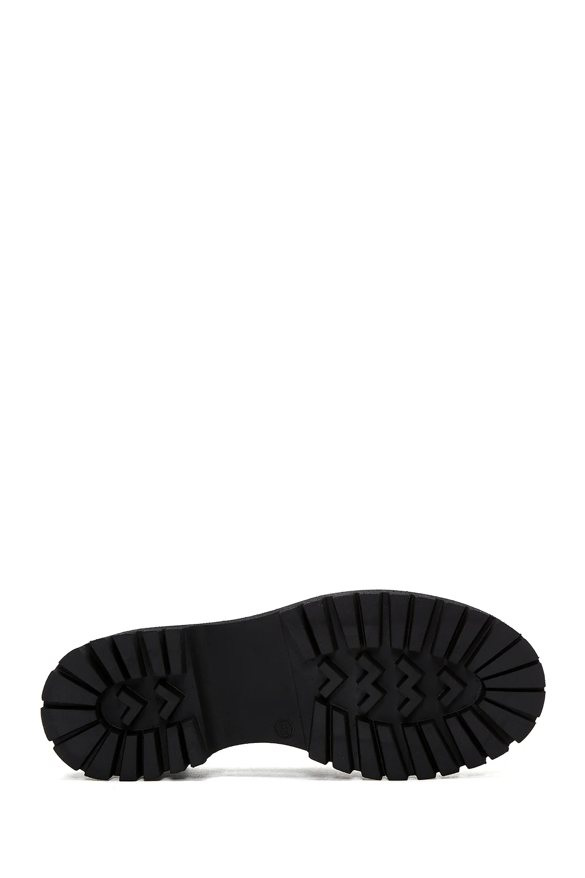 Kadın Siyah Kalın Tabanlı Deri Maskülen Loafer - Image 4