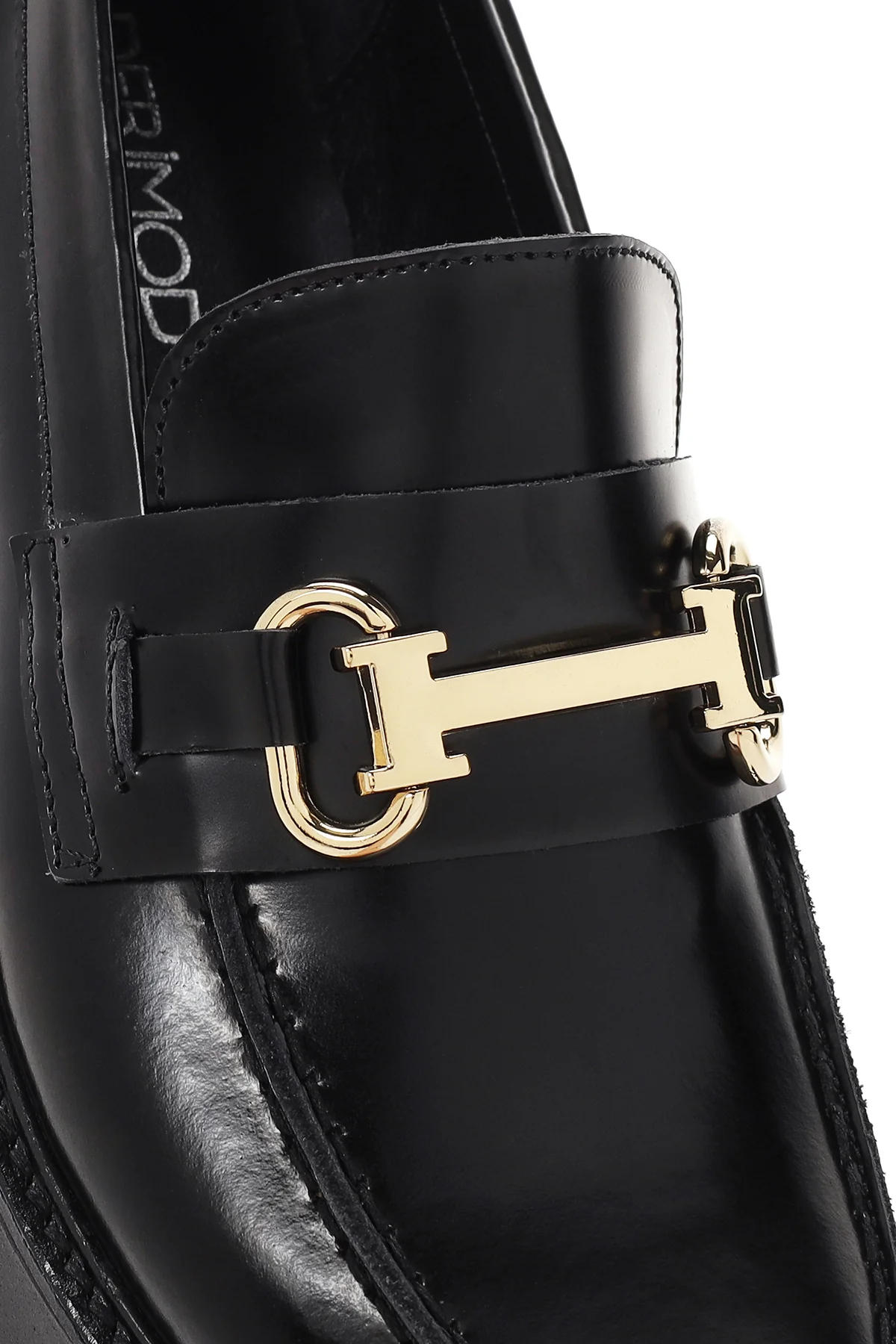 Kadın Siyah Kalın Tabanlı Deri Maskülen Loafer - Image 10